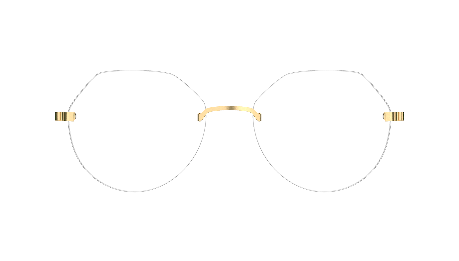 LINDBERG strip3p, Modell 2431, randlose Brille mit runden Gläsern und goldenen Titanbügeln