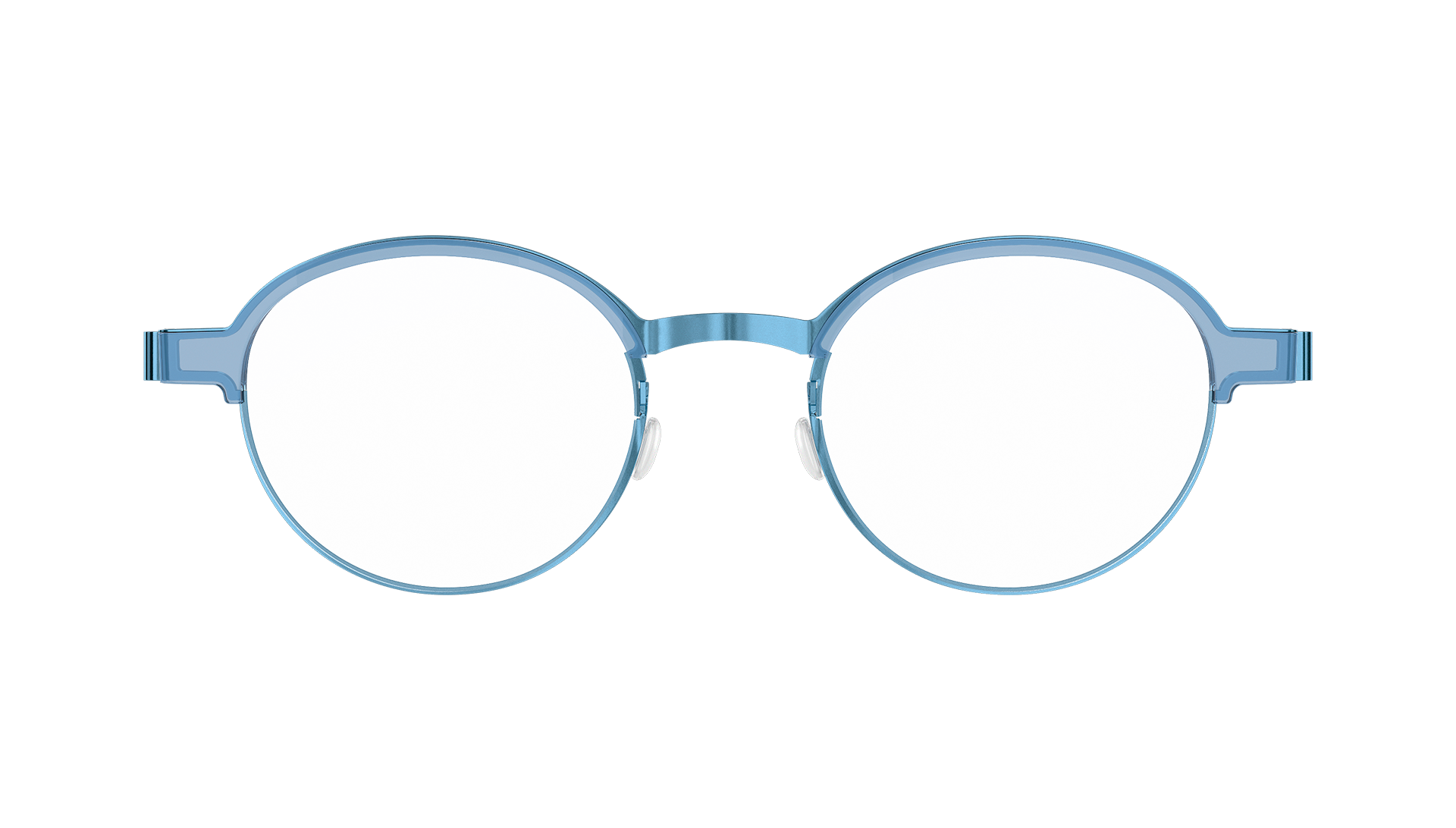 LINDBERG strip titanium, Modell 9840, Halbrandbrille in Panto-Form in Blau