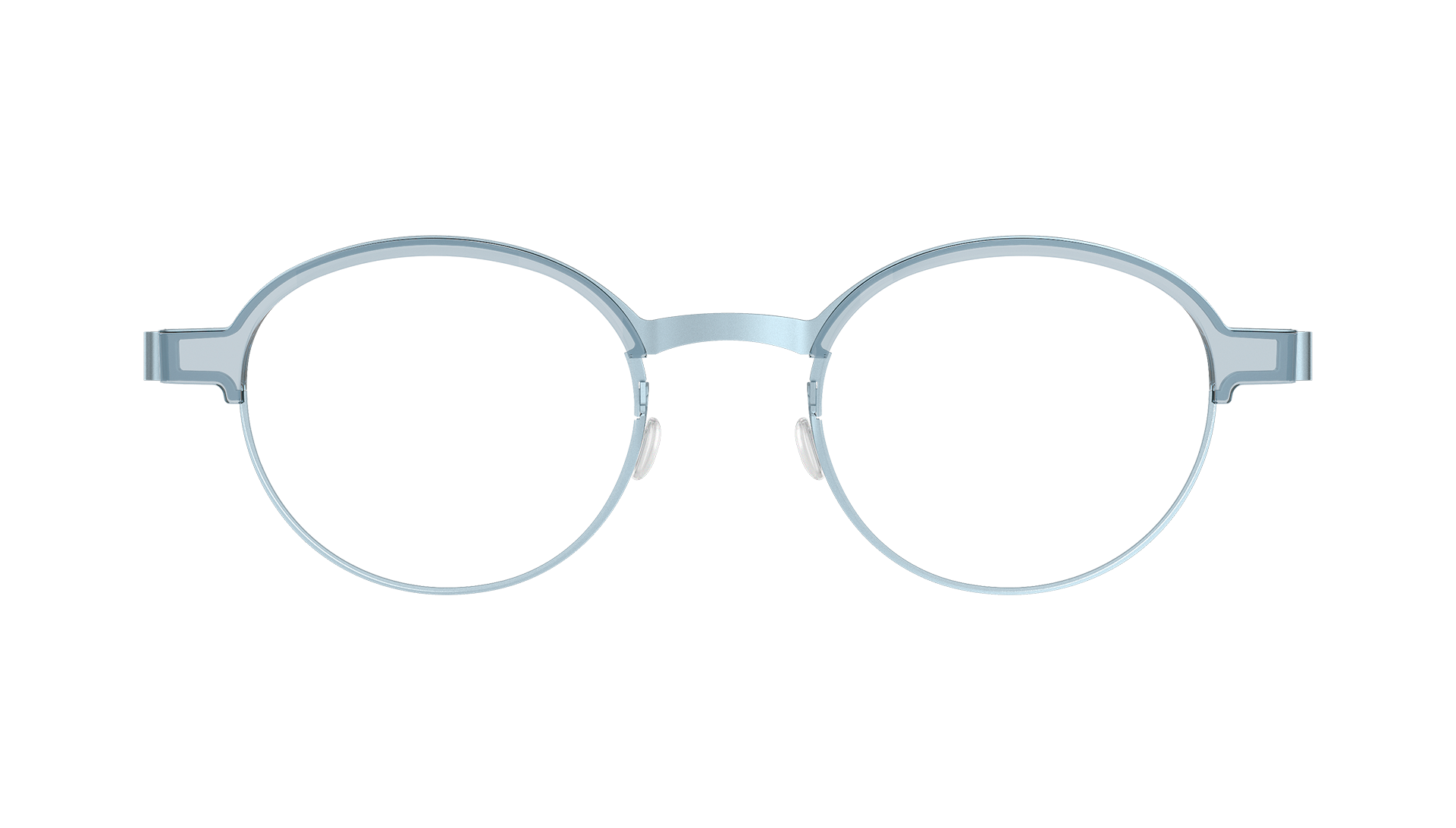 LINDBERG strip titanium half frame rimmed acetate glasses in Model 9840 featuring a light blue colour