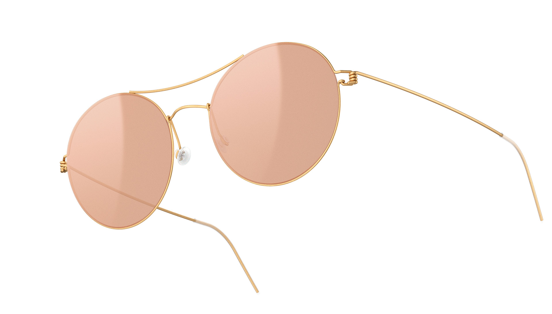 LINDBERG sun titanium Model 8202 SL54 double bar round sunglasses with rose gold mirror lenses
