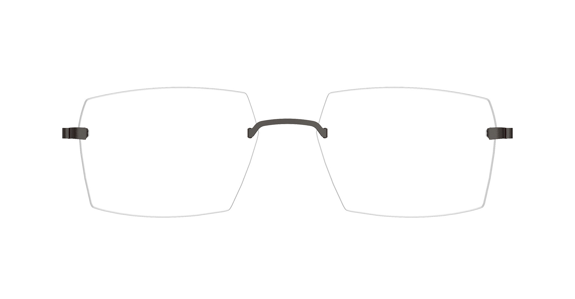 LINDBERG strip3p, Modell 2427 U9, randlose Brille mit eckigen Gläsern und schwarzen Titanbügeln