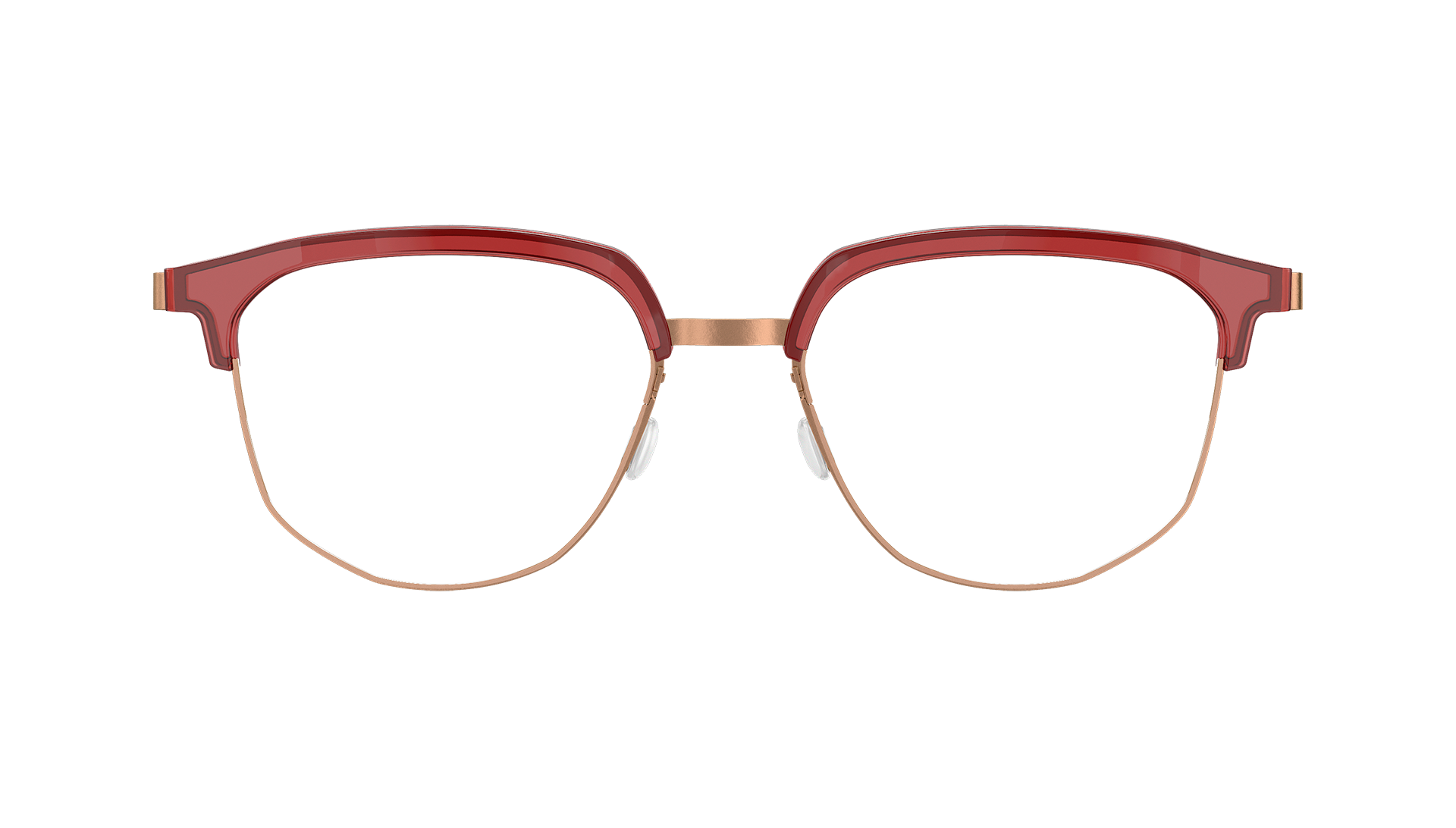 LINDBERG strip 9850棕色35镜架，前框带半透明红色板材