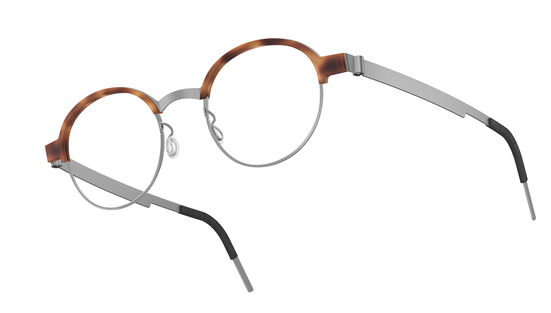 LINDBERG strip titanium model 9840 half frame glasses in silver 10 and light tortoise K25M colour