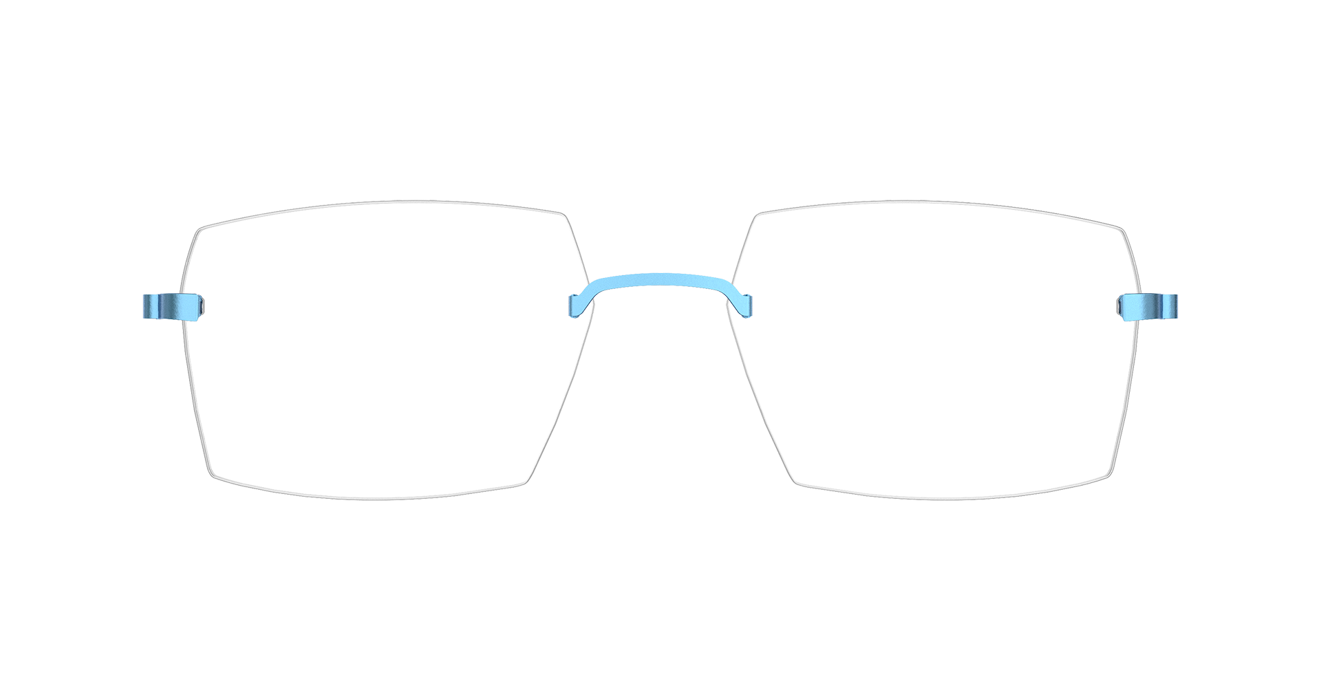 LINDBERG strip3p Model 2427 20 square shape rimless glasses in blue coloured titanium temples