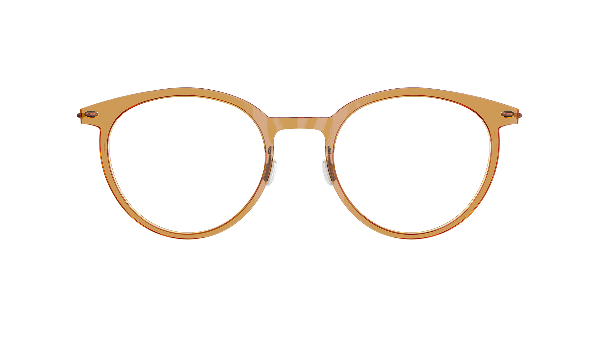 LINDBERG now titanium 6537 C09 transparent orange glasses in a round panto shape