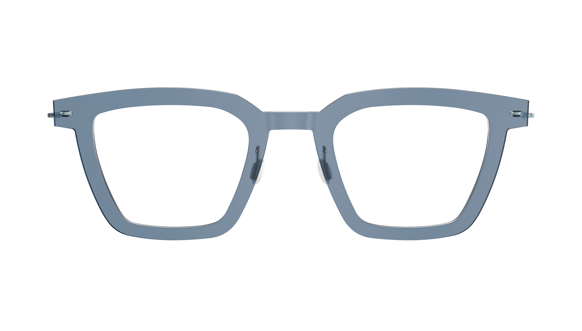 LINDBERG now titanium glasses Model 6585 C14M 25 featuring a transparent blue front in a squared panto shape