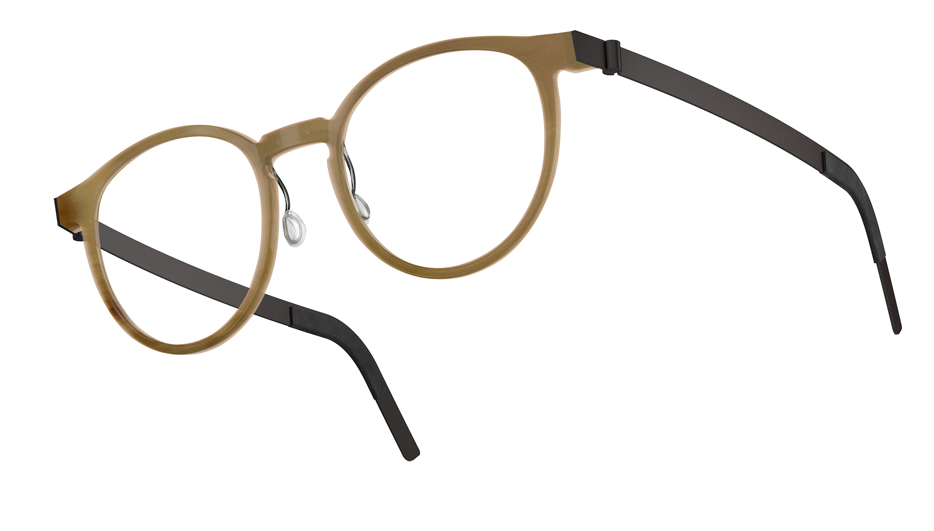 LINDBERG buffalo horn panto glasses in Model 1849 H16 light brown with U9 black titanium temples