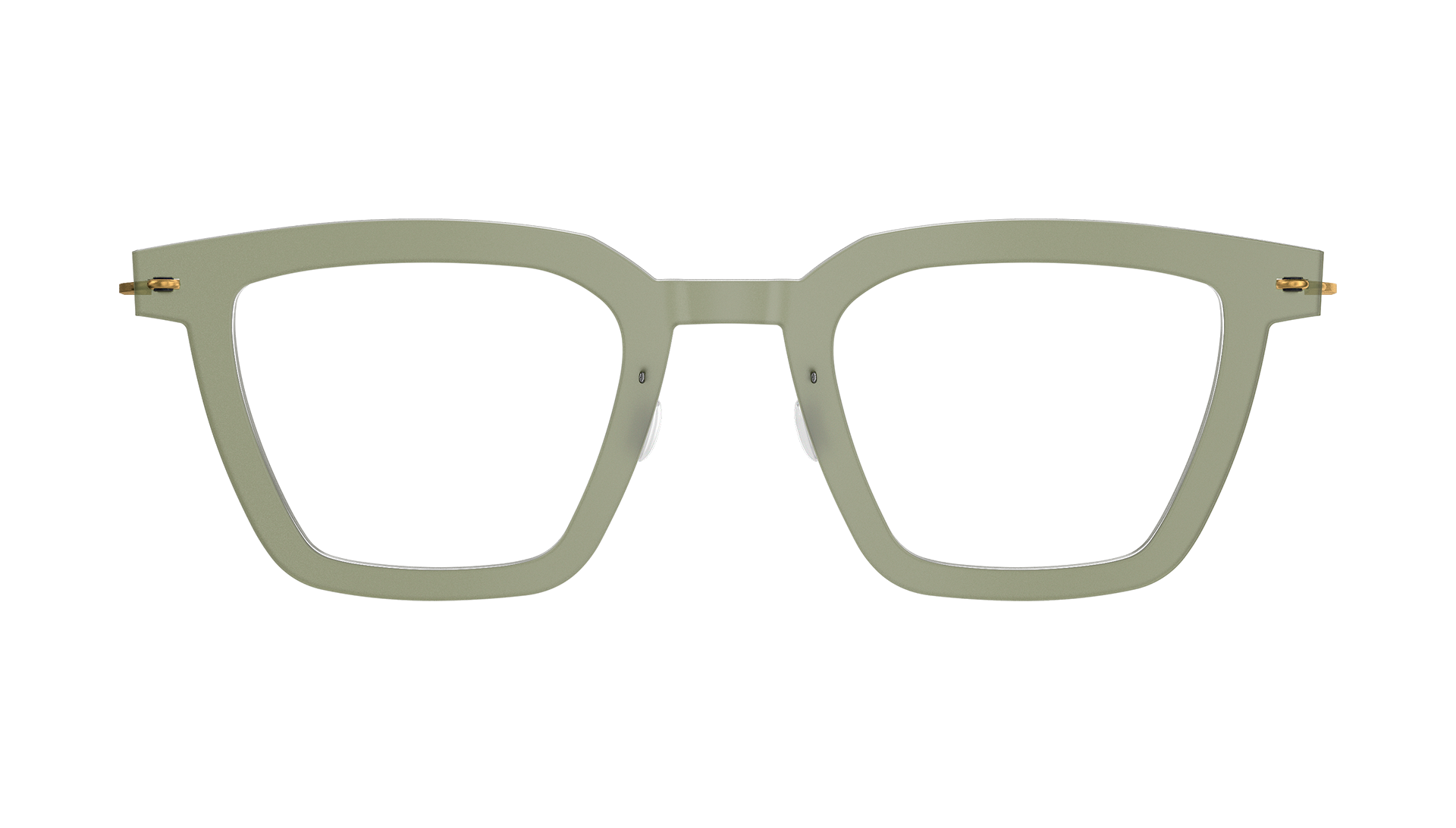 LINDBERG now titanium Model 6585 squared panto glasses in a transparent green colour