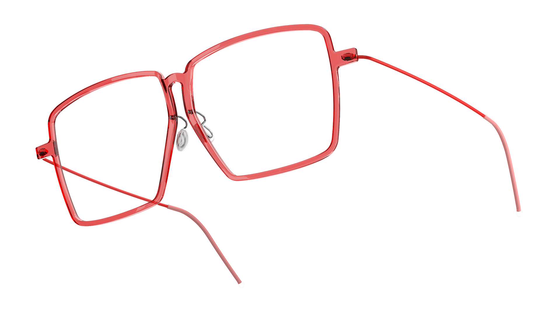 LINDBERG now titanium Model 6605 oversized square shape glasses in red colour