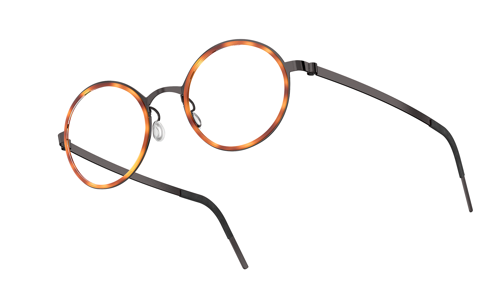 LINDBERG strip titanium model 9707 round titanium glasses with light tortoise shell colour acetate K25M