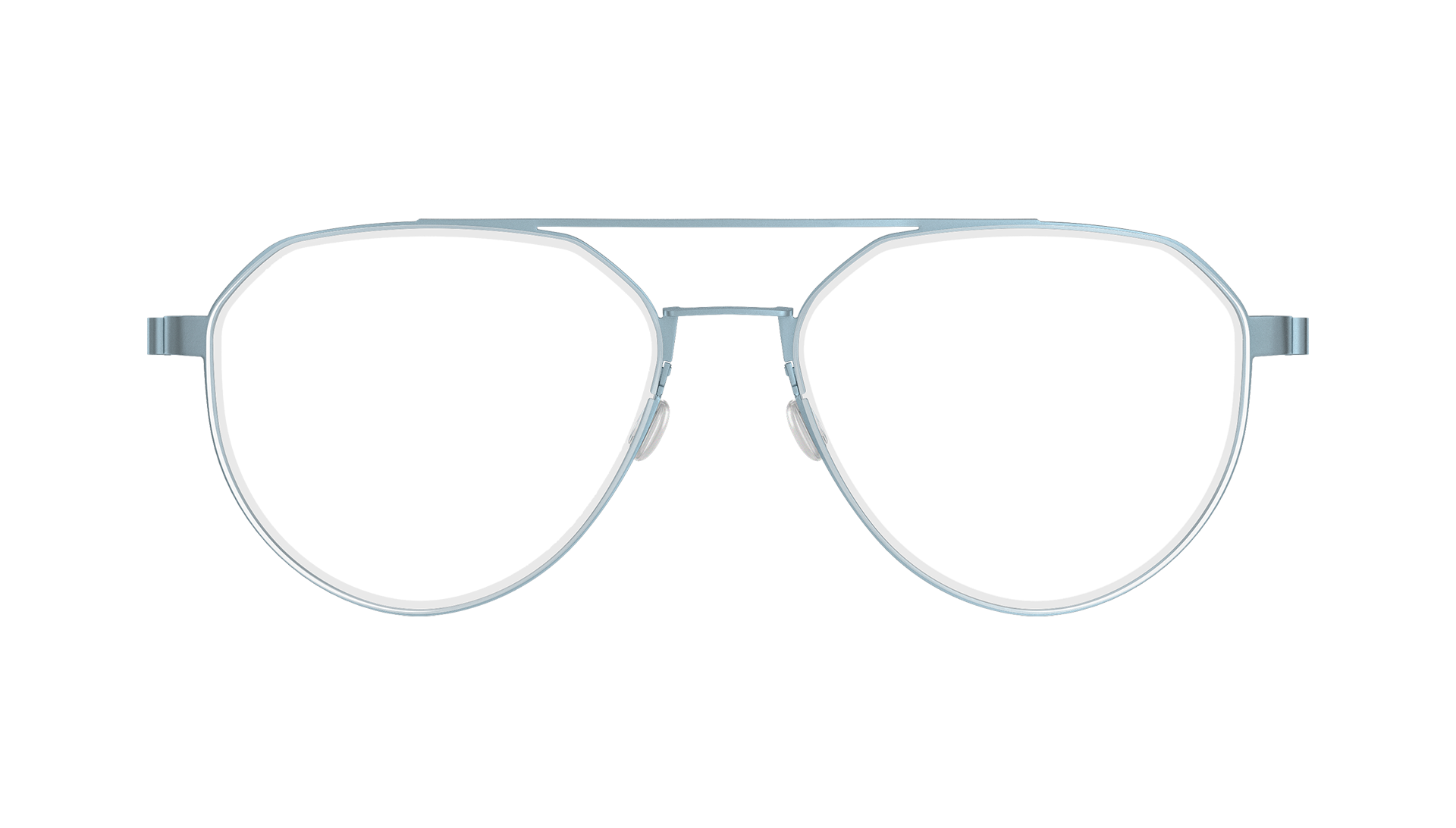 LINDBERG strip titanium Model 9745 double bar aviator shape glasses in glacier blue colour