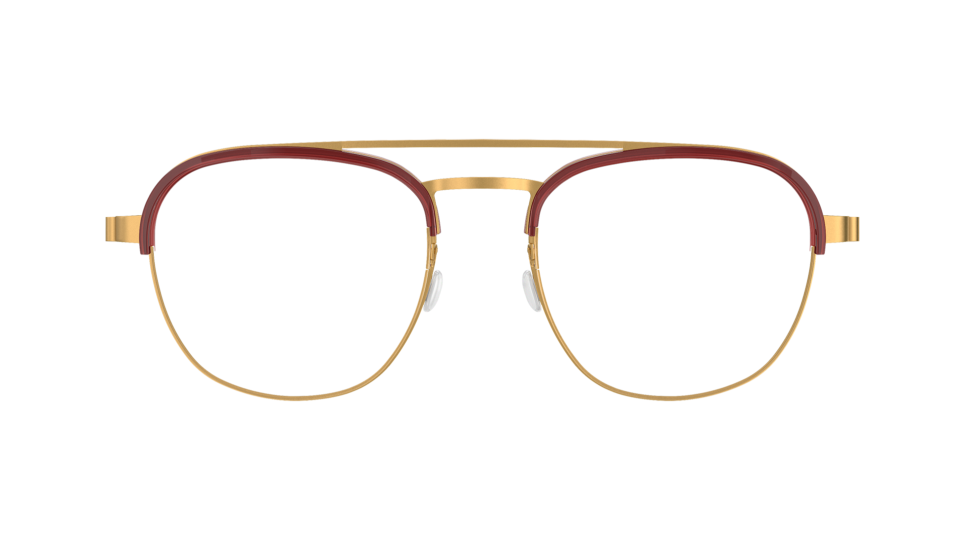 LINDBERG strip Model 9848 GT gold double bar titanium glasses with red inner half rim