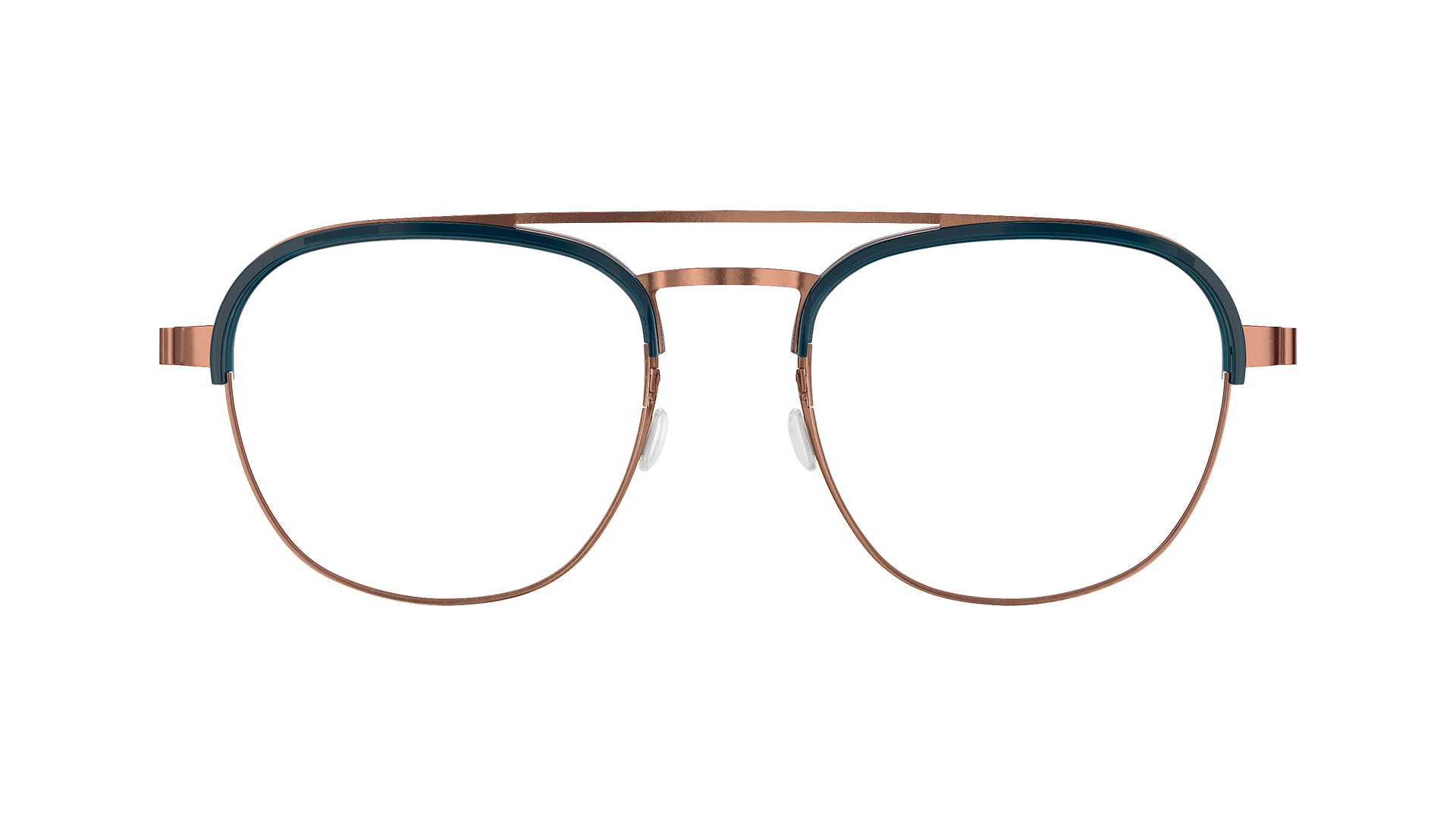 LINDBERG strip Model 9848 PU12 brown titanium glasses with inner blue acetate half rim