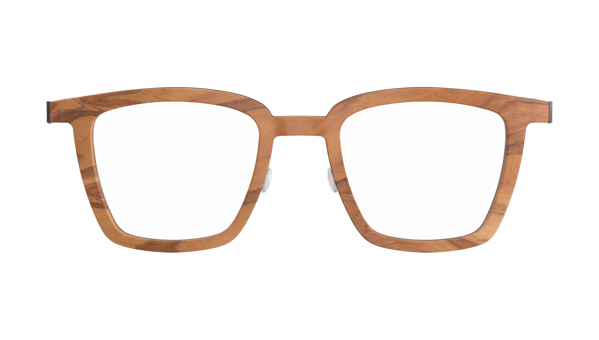 LINDBERG 1853 light brown wood and buffalo horn titanium glasses in a square panto shape