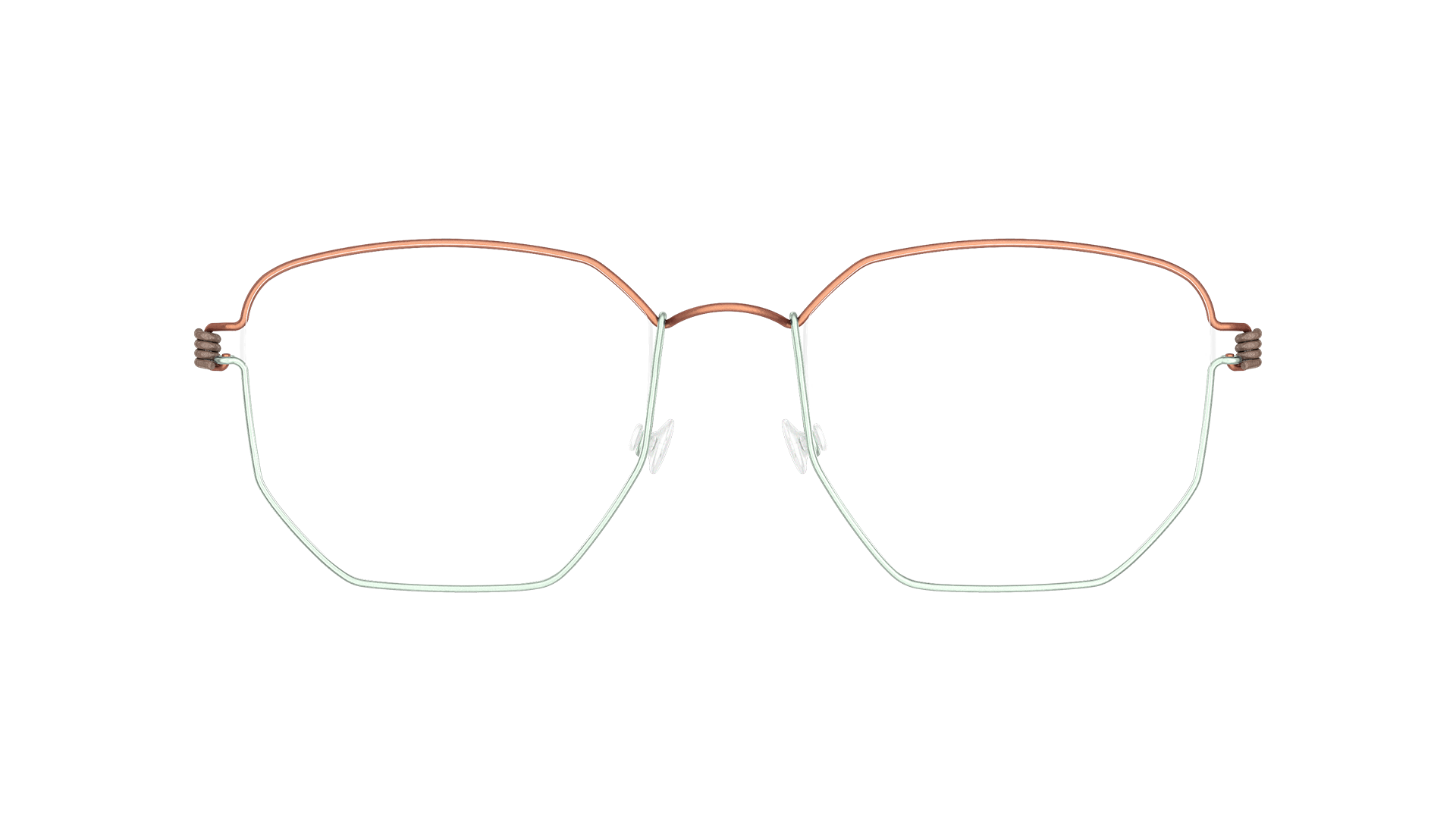 LINDBERG rim titanium, Modell Esben, zweifarbige Brille in Braun und Blau mit eckigen Gläsern