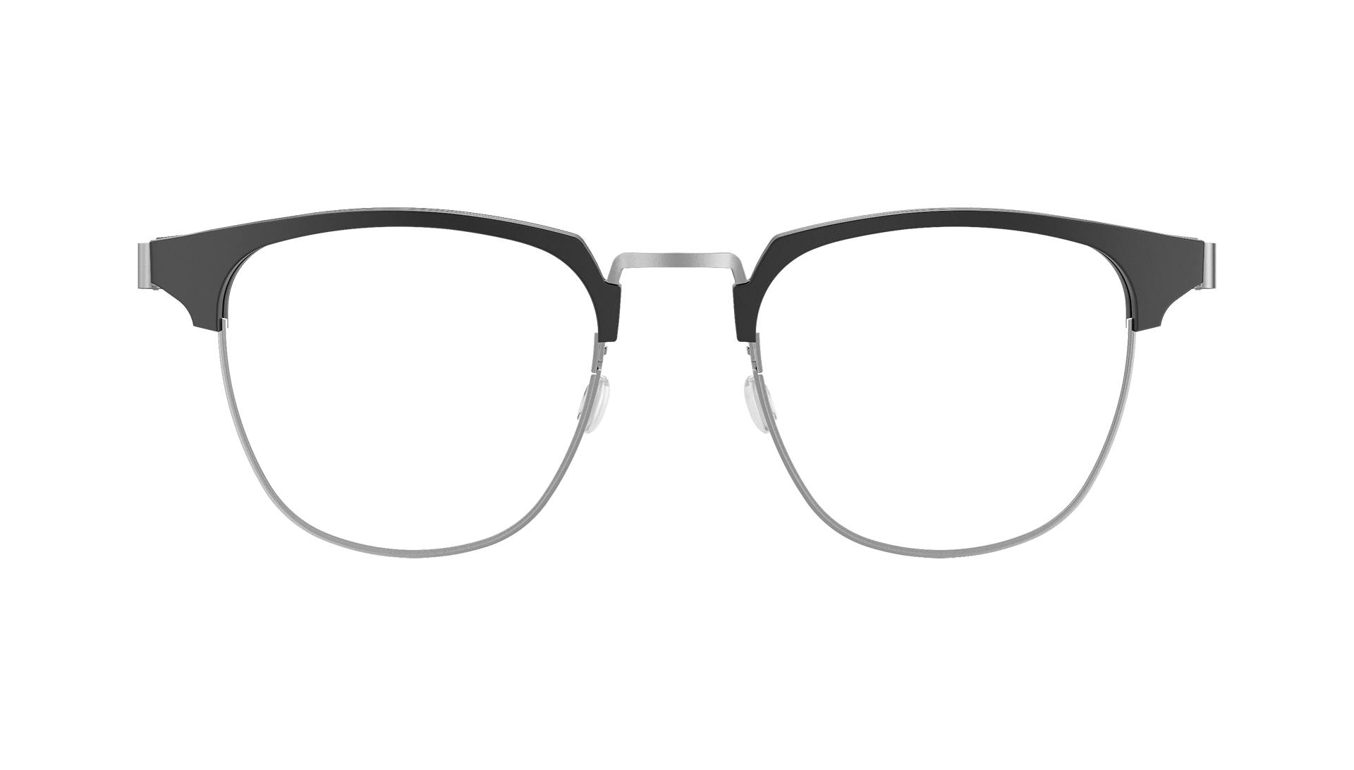 LINDBERG strip titanium Model 9843 half rim rounded square shape glasses with black upper acetate