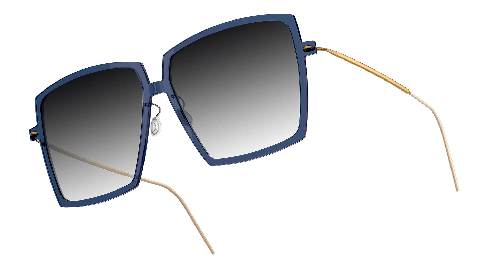 LINDBERG sun titanium Model 8326 square sunglasses with grey gradient lenses SL20 and gold tone temples GT
