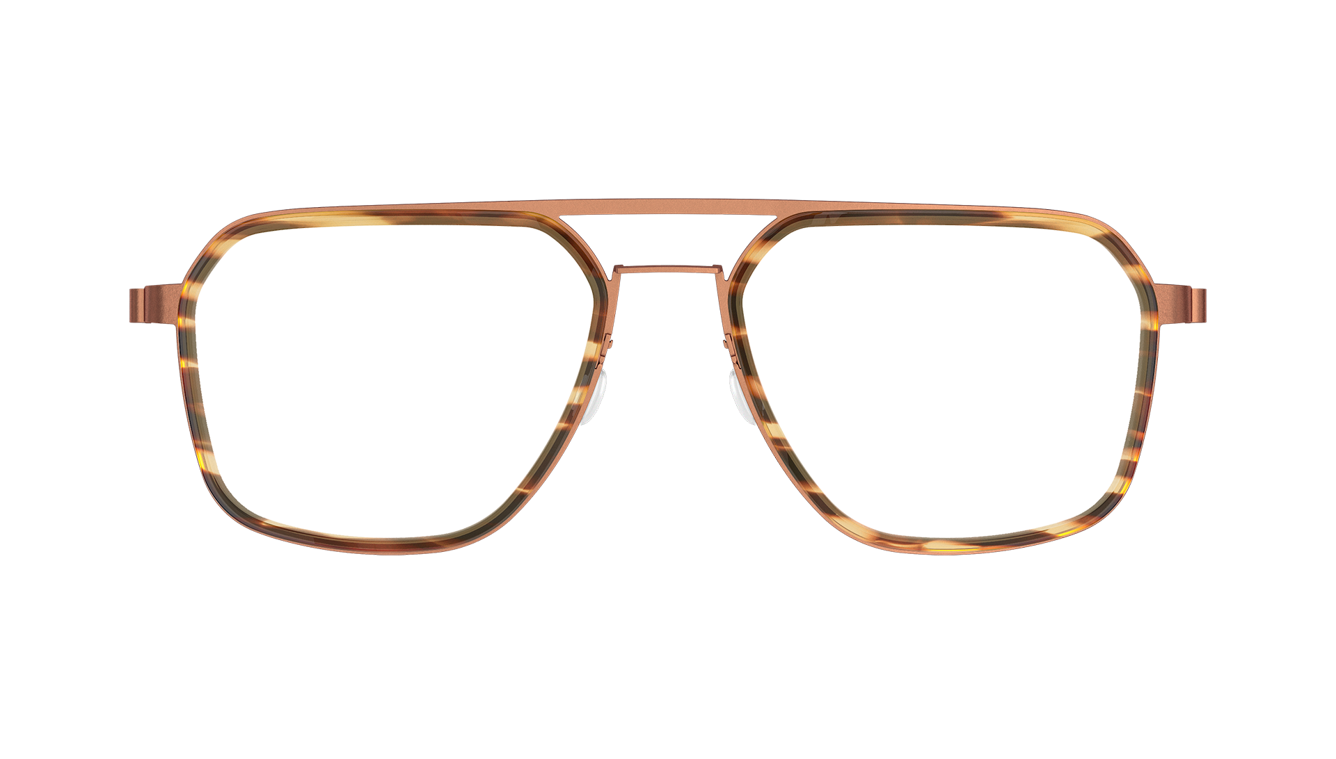 LINDBERG strip titanium Model 9753 brown titanium square shape glasses with brown inner acetate rim