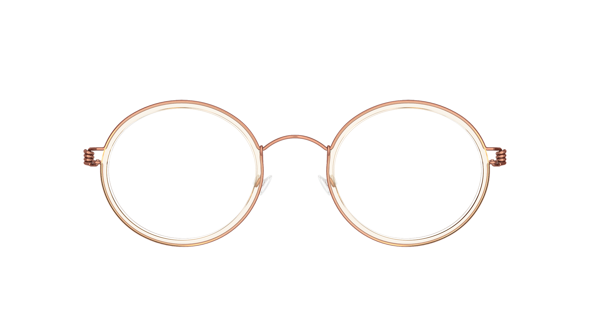 LINDBERG Model Cameron PU12 copper rim round glasses with transparent inner rim