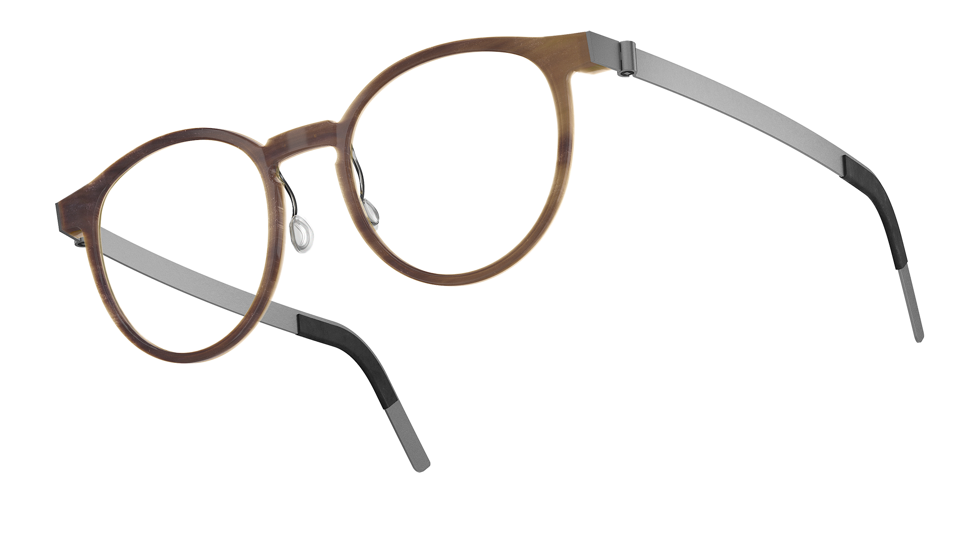LINDBERG buffalo titanium glasses model 1849 in brown horn colour H18 with silver colour 10 temples