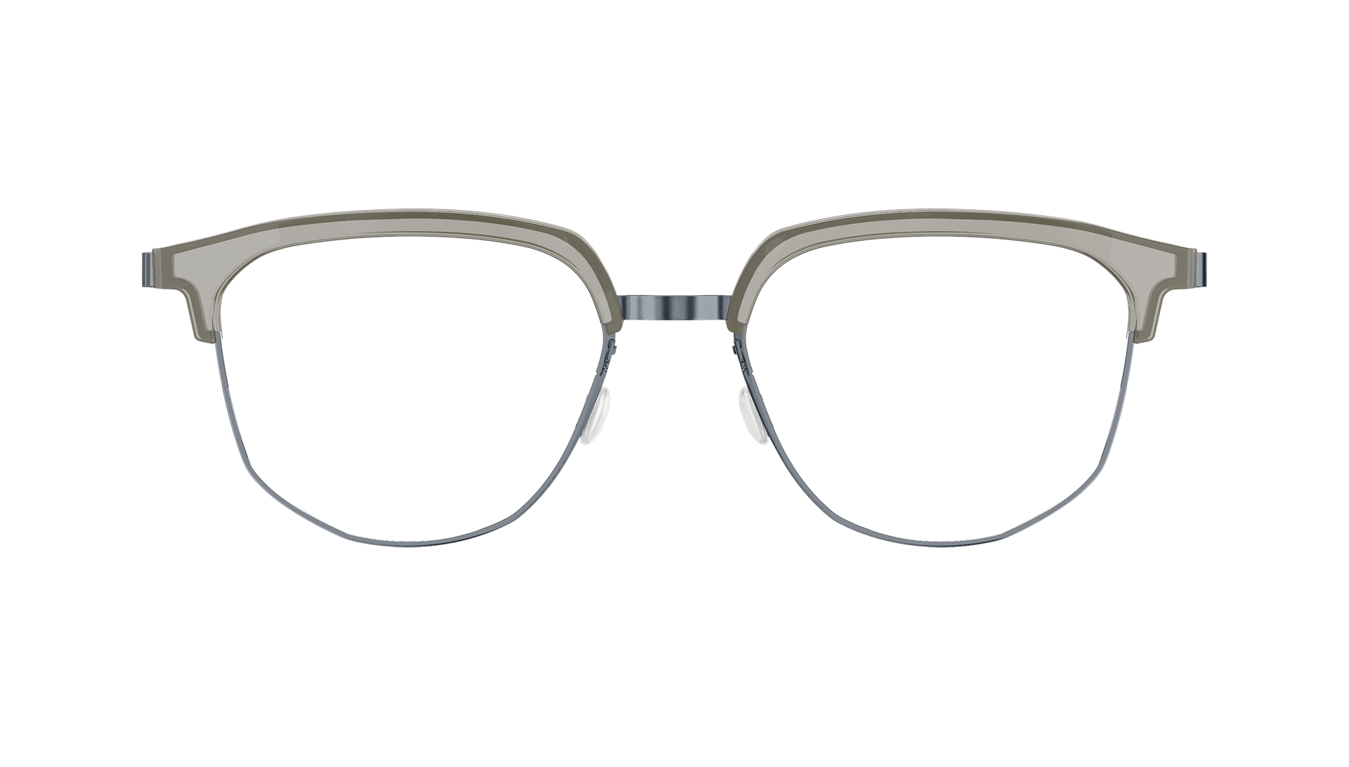 LINDBERG strip 9850亮蓝色PU16镜架，前框带半透明灰色板材