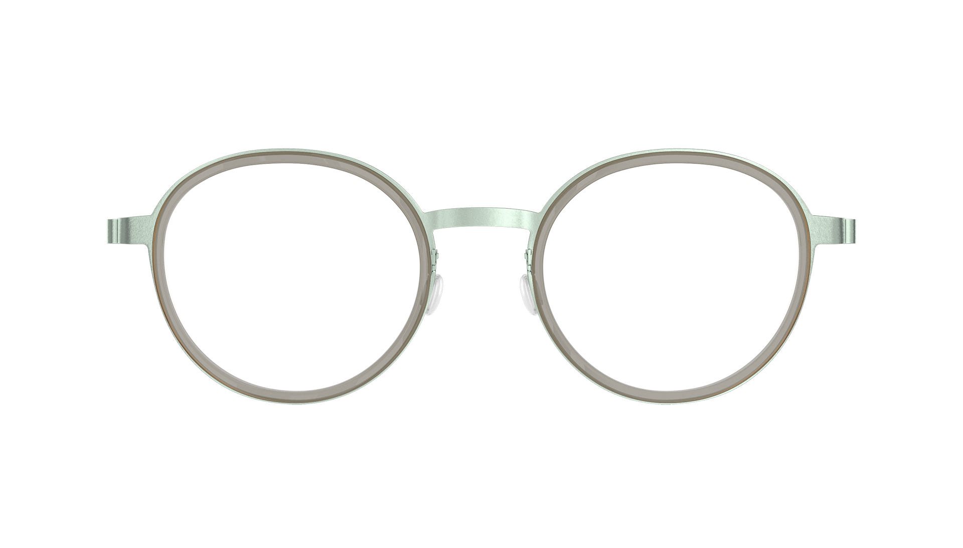 LINDBERG strip titanium Model 9752 light green transparent rim glasses featuring a round panto shape