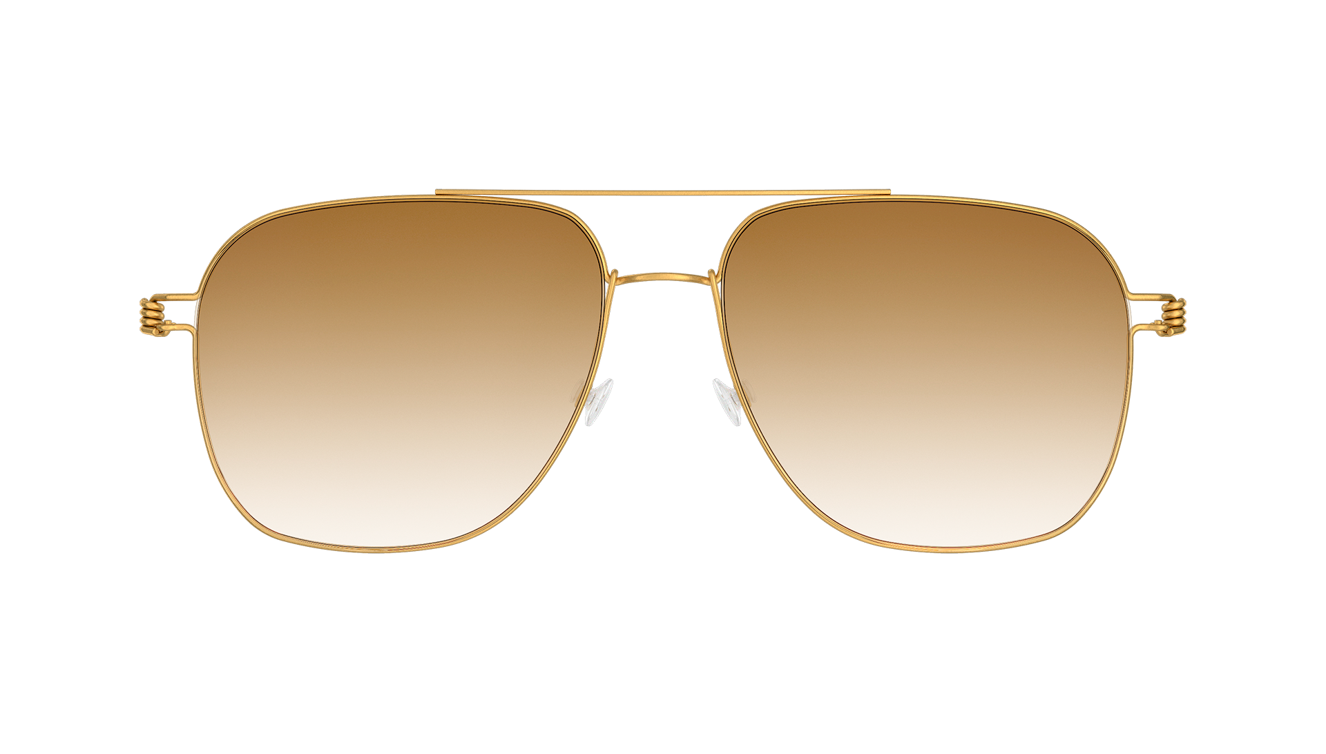 LINDBERG double bar squared aviator sunglasses Model 8210 in gold tone with brown gradient tinted lenses