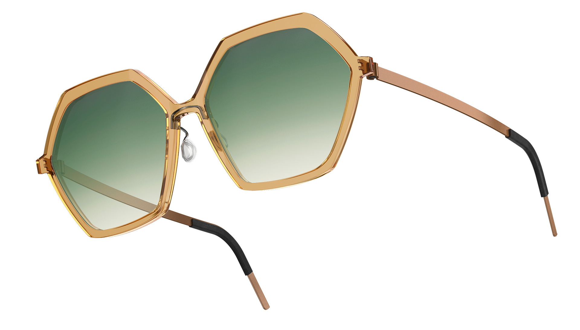 LINDBERG-Modell 8588, transparente Sonnenbrille aus Acetat mit geometrischen, grün getönten Gläsern mit Farbverlauf