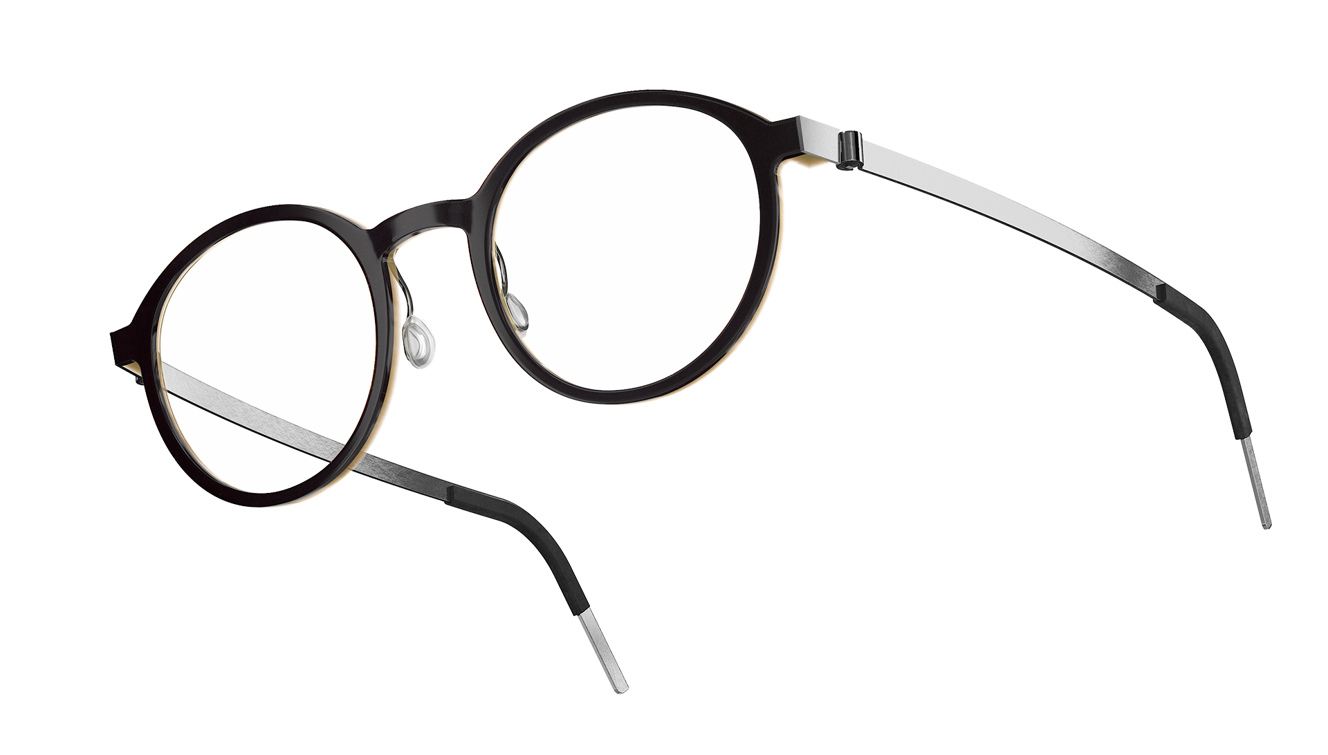 LINDBERG black buffalo titanium glasses Model 1828 H26 in a panto shape with silver colour P10 temples