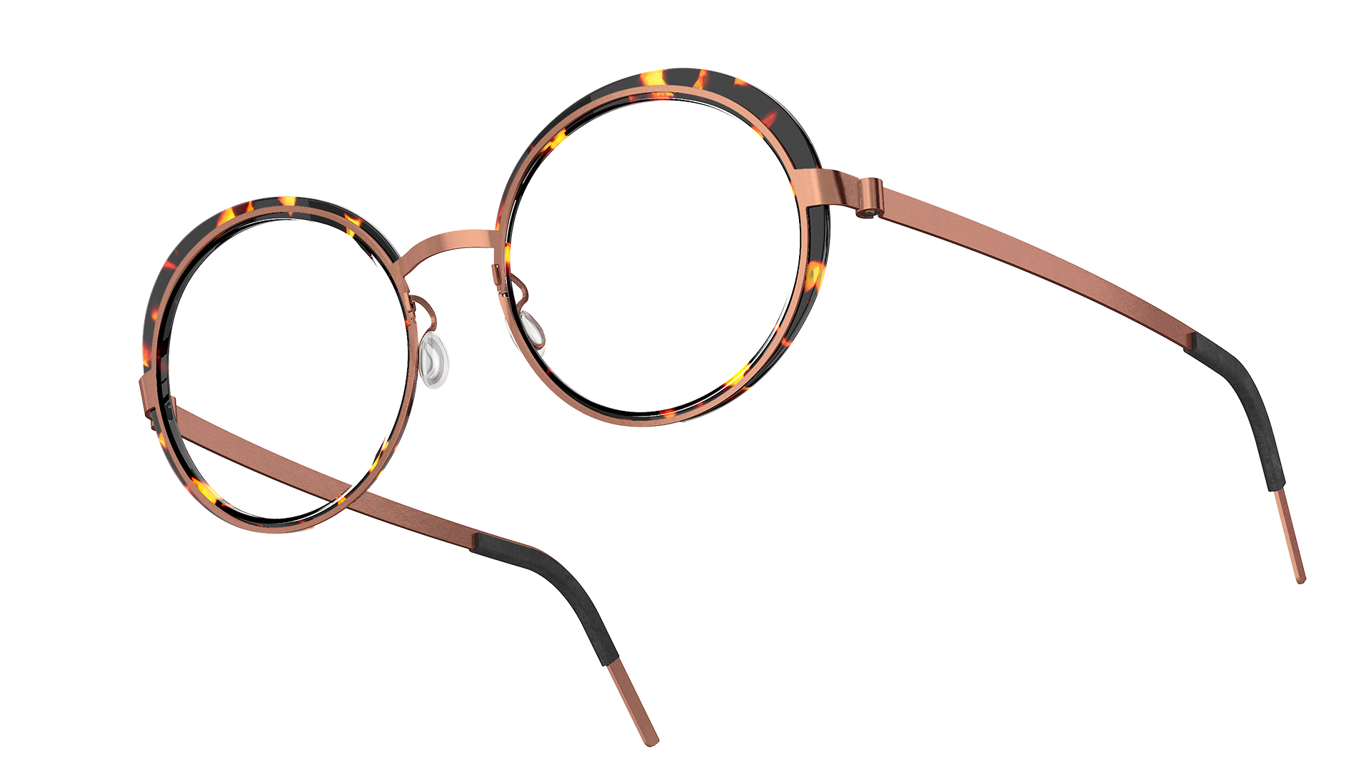 LINDBERG strip titanium, Modell 9732, runde Damenbrille aus Acetat mit Schildpattmuster in Kupfer PU12