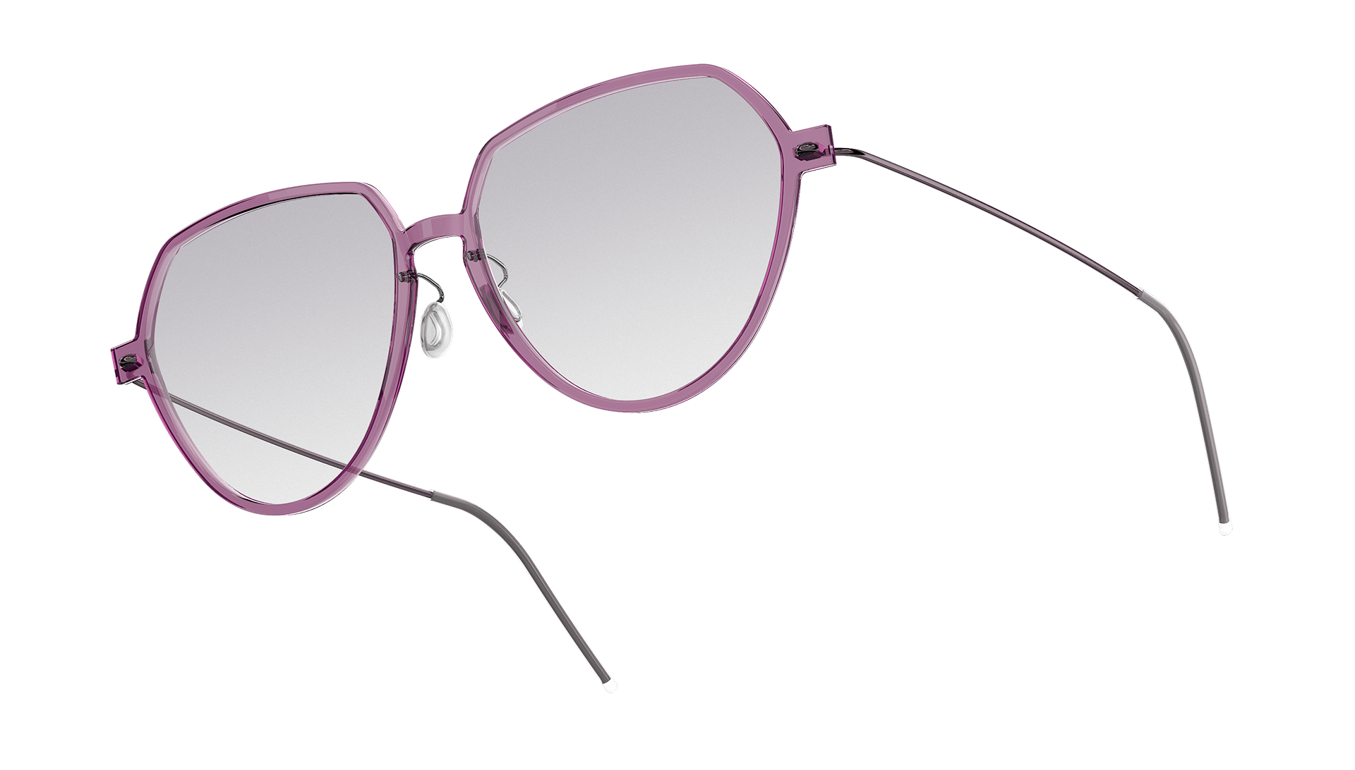 LINDBERG n.o.w. titanium, Modell 6602 C19, Pilotensonnenbrille in Transparent-Lila mit silbern verspiegelten Gläsern