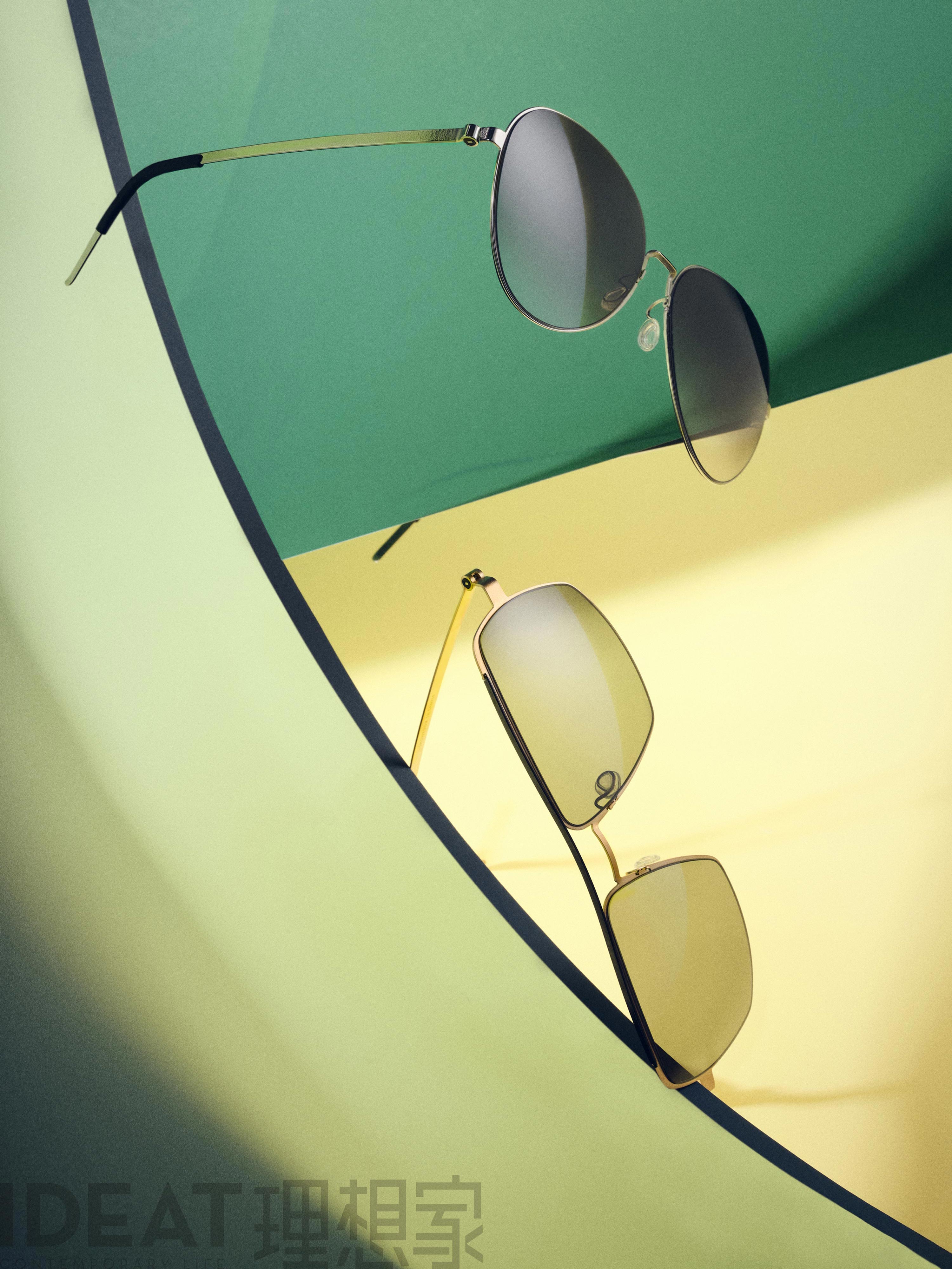 IDEAT-Magazinseite mit LINDBERG-Sonnenbrillen aus Titan, Modelle 8908 und 8909