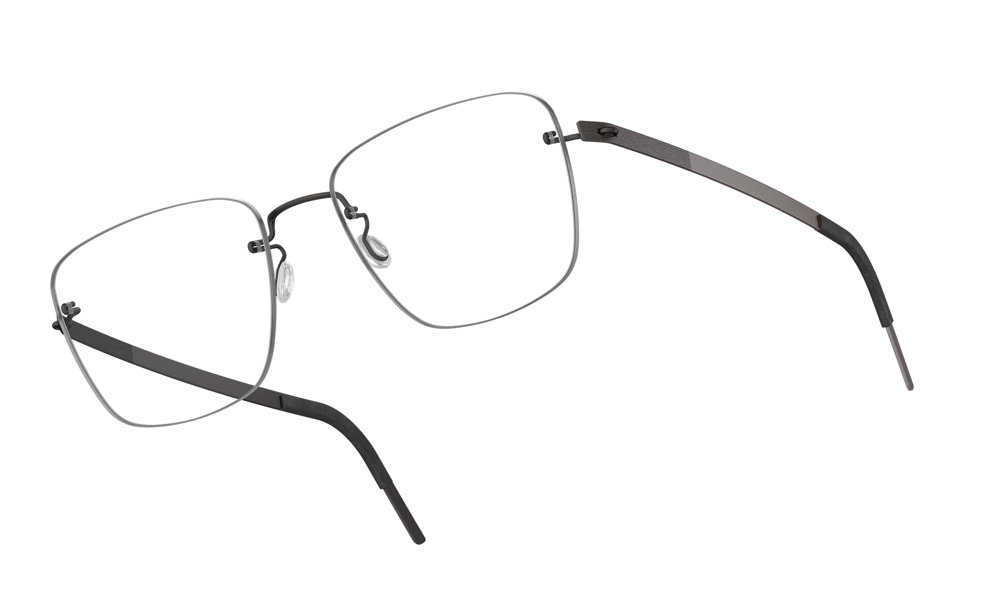 다크 그레이 컬러 U9의 모던한 직사각형 형태의 LINDBERG티타늄 안경
