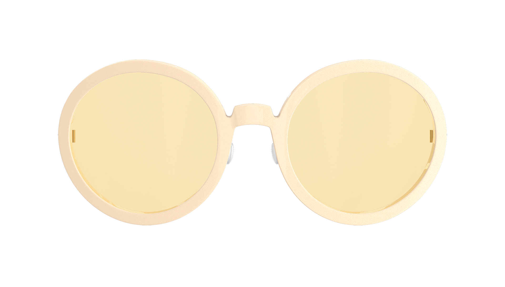 LINDBERG oversized round titanium sunglasses Model 8586 in an off white colour with yellow tinted lenses
