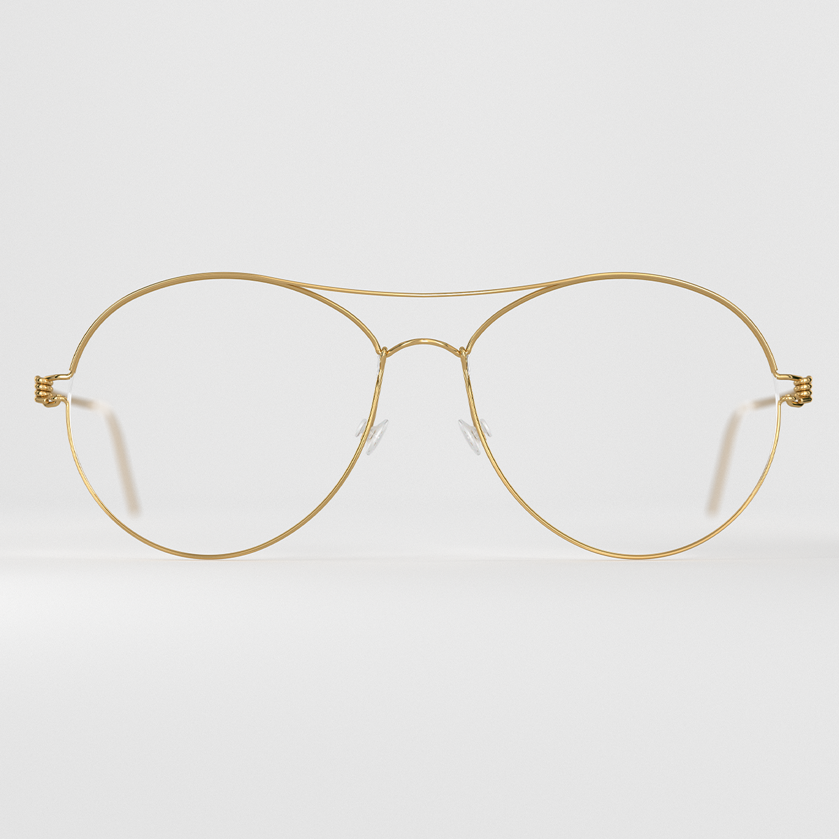 LINDBERG gold tone round glasses Model April featuring a double bar bridge