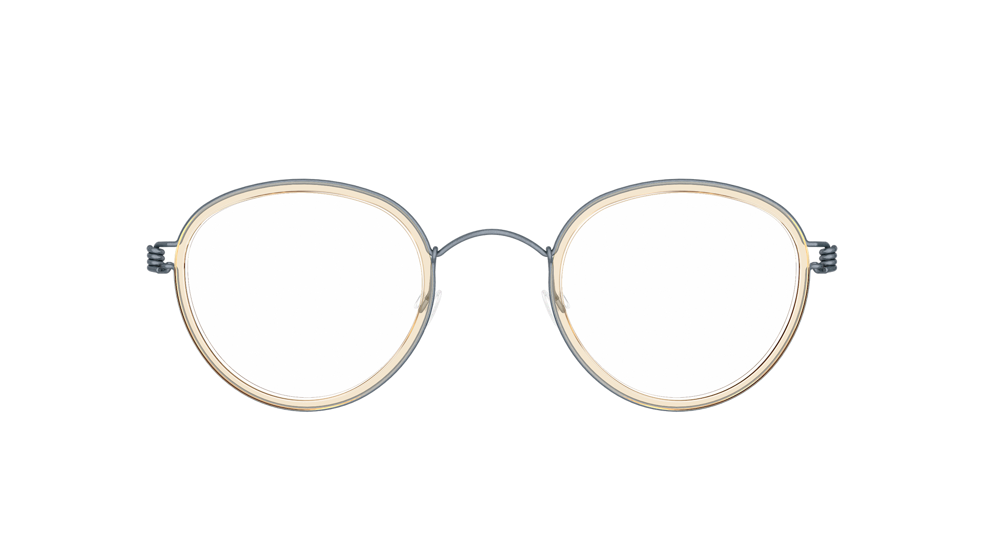 LINDBERG air titanium rim, Modell Jackie, Brille in Panto-Form in Grau U16 mit Innenfassung aus Acetat in der Farbe K223