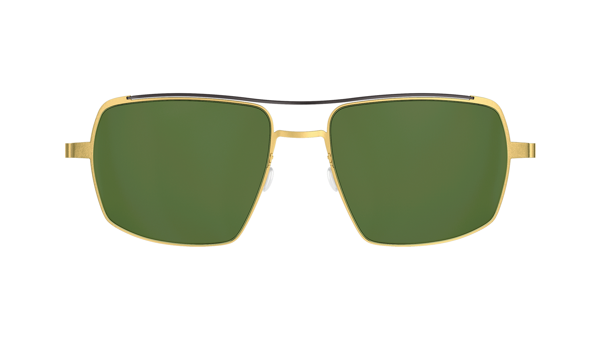 LINDBERG Model 8909 rounded rectangle shape gold titanium sunglasses with double bar bridge