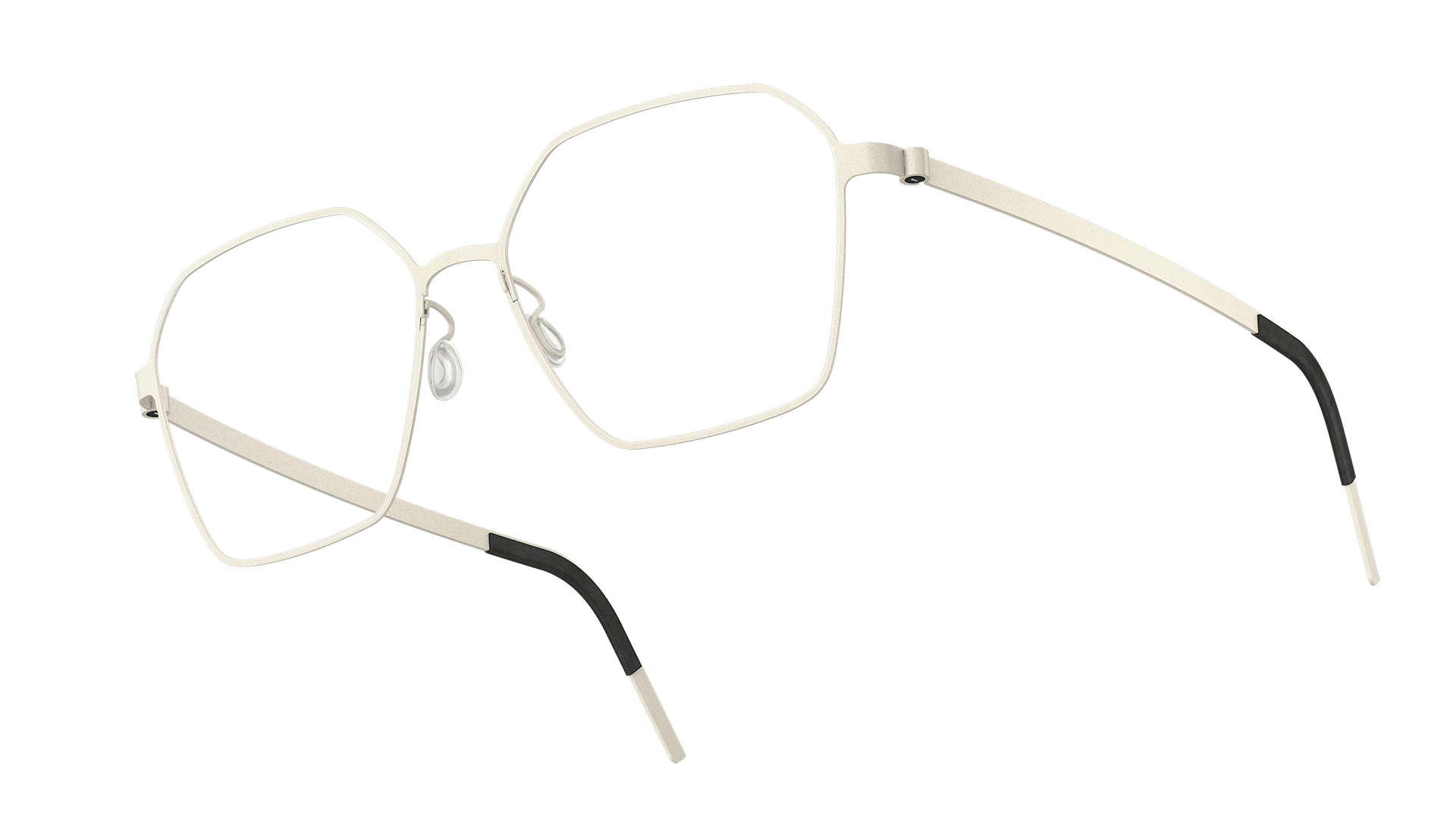 LINDBERG strip, Titanbrille in Weiß U38 mit schmalem Rand und modernen, eckigen Gläsern