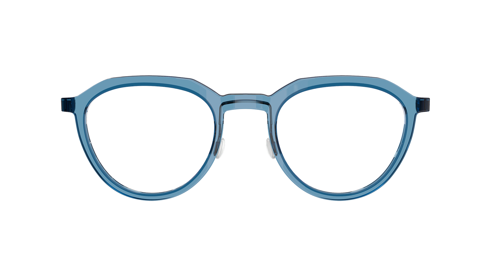 LINDBERG acetanium 型号 1046 407 蓝色透明板材镜架配钛金属镜腿