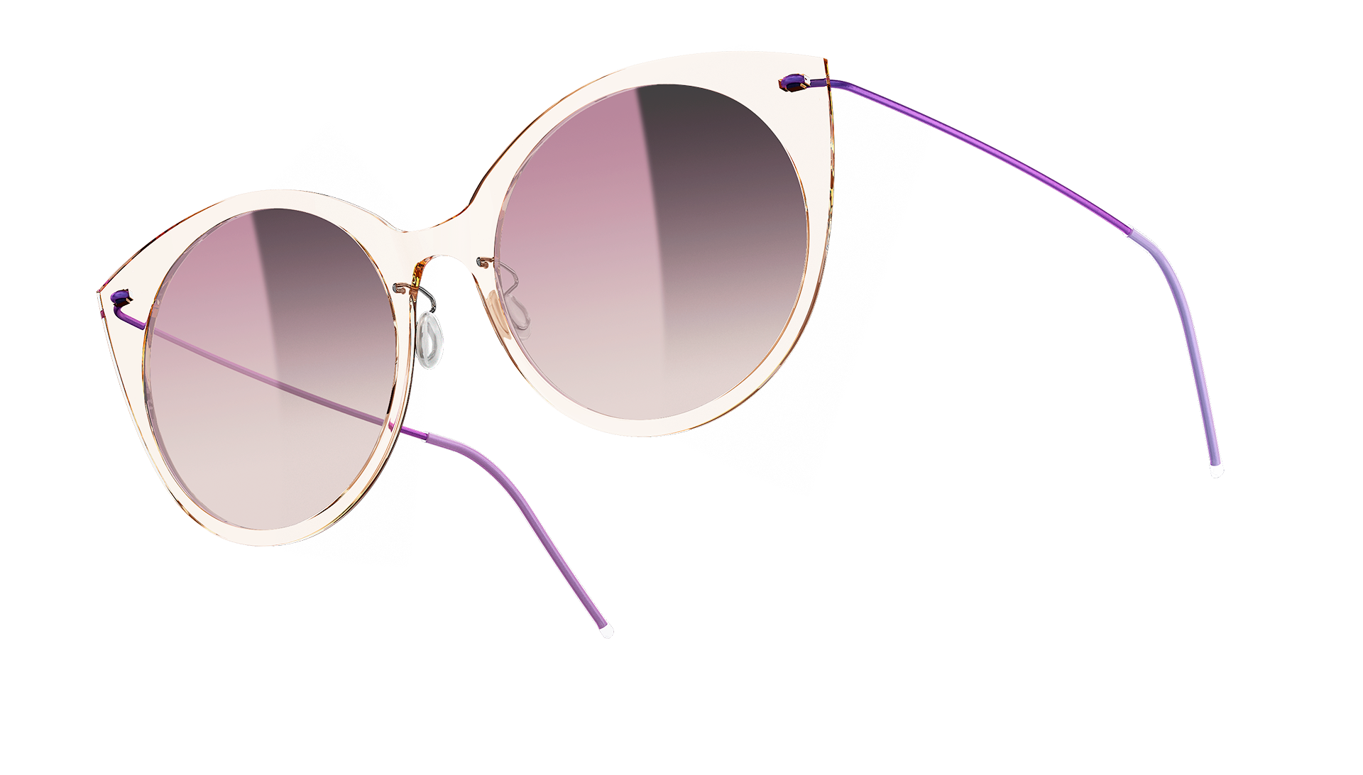 LINDBERG sun titanium Model 8307 transparent frame sunglasses with SL63 purple gradient tint lenses