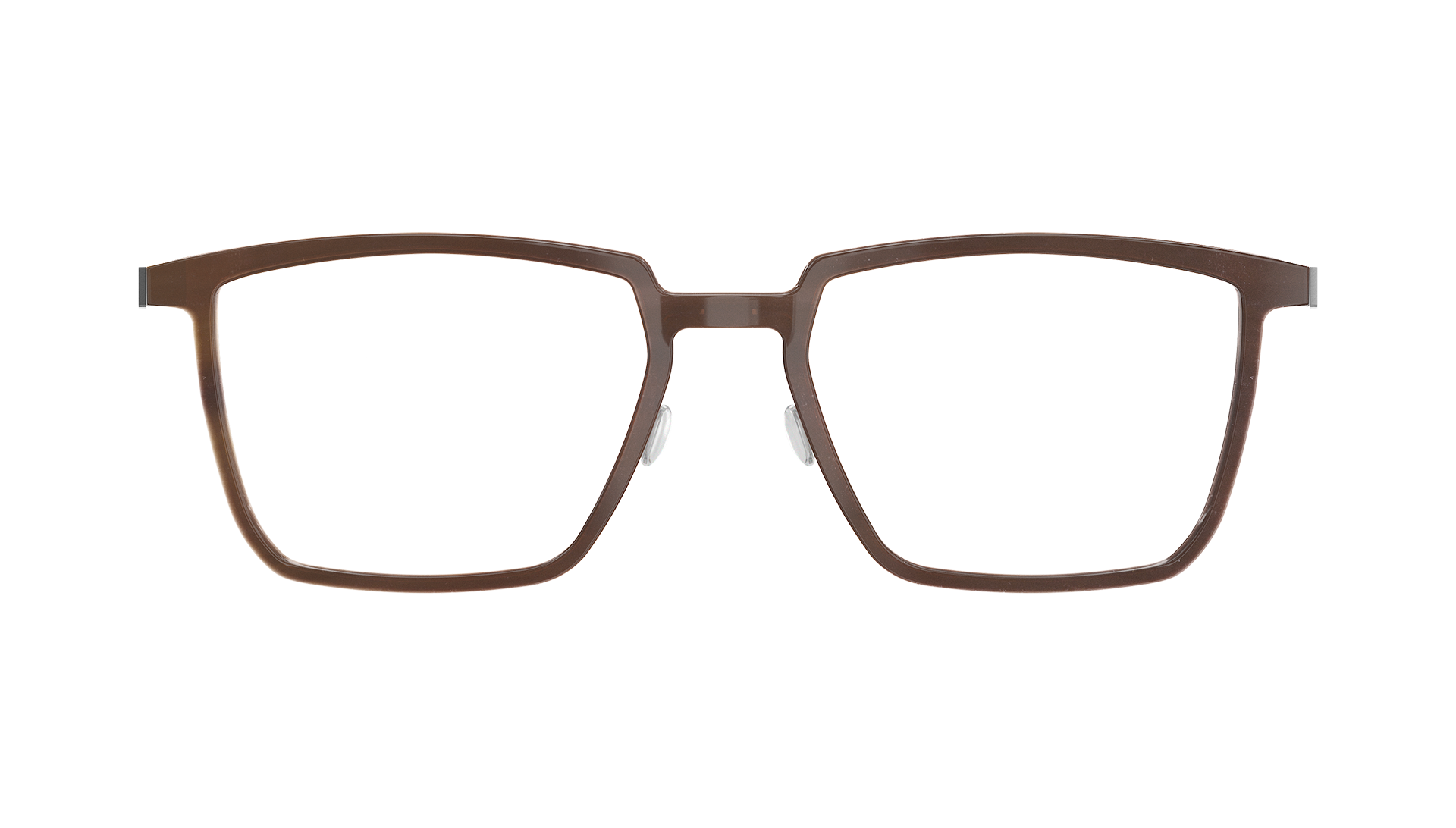 LINDBERG-Modell 1844 H20 10, eckige Brille aus Büffelhorn und Holz in Braun