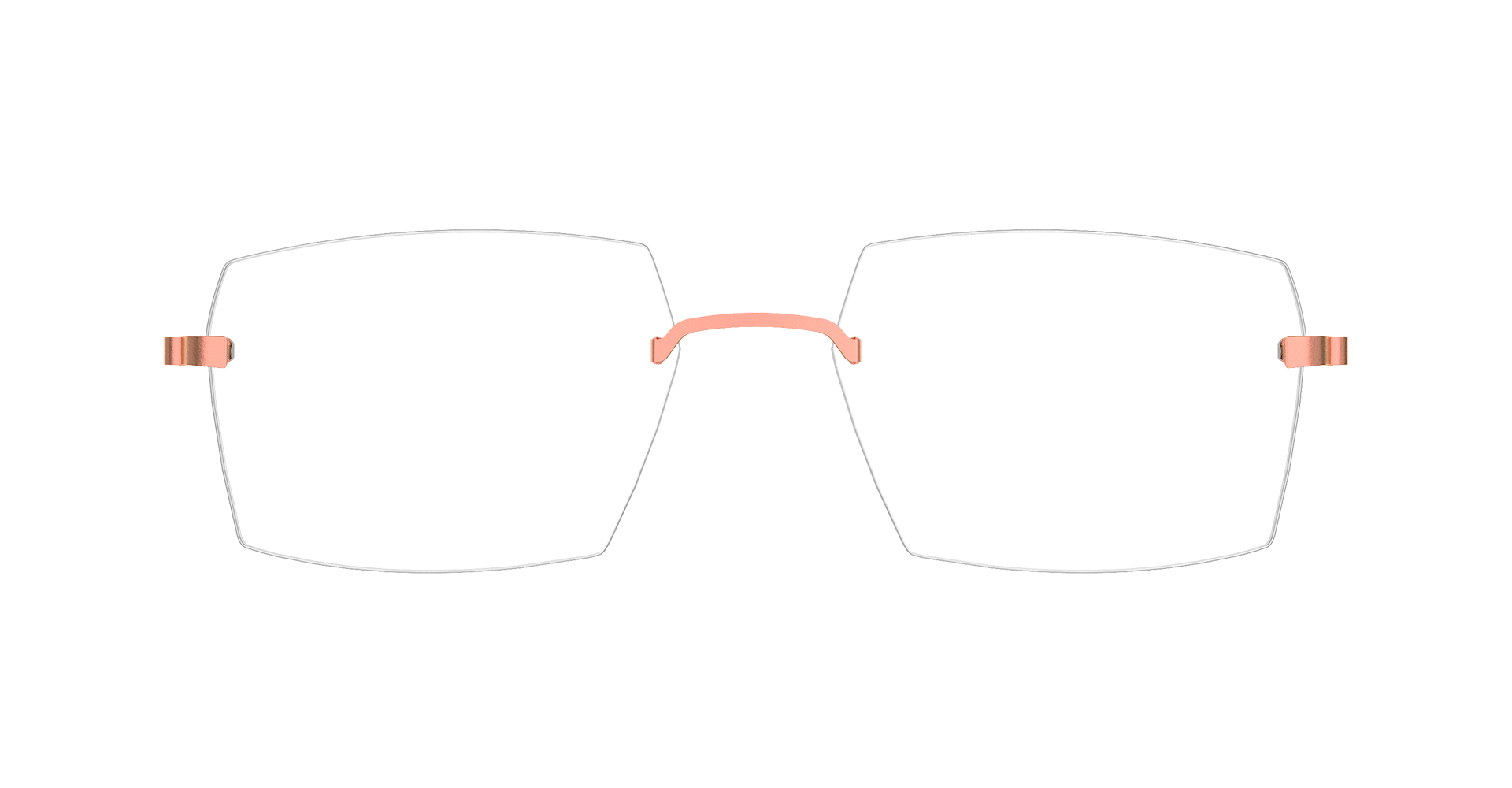 LINDBERG strip3p, Modell 2427 60, randlose Brille mit eckigen Gläsern und lachsfarbenen Titanbügeln