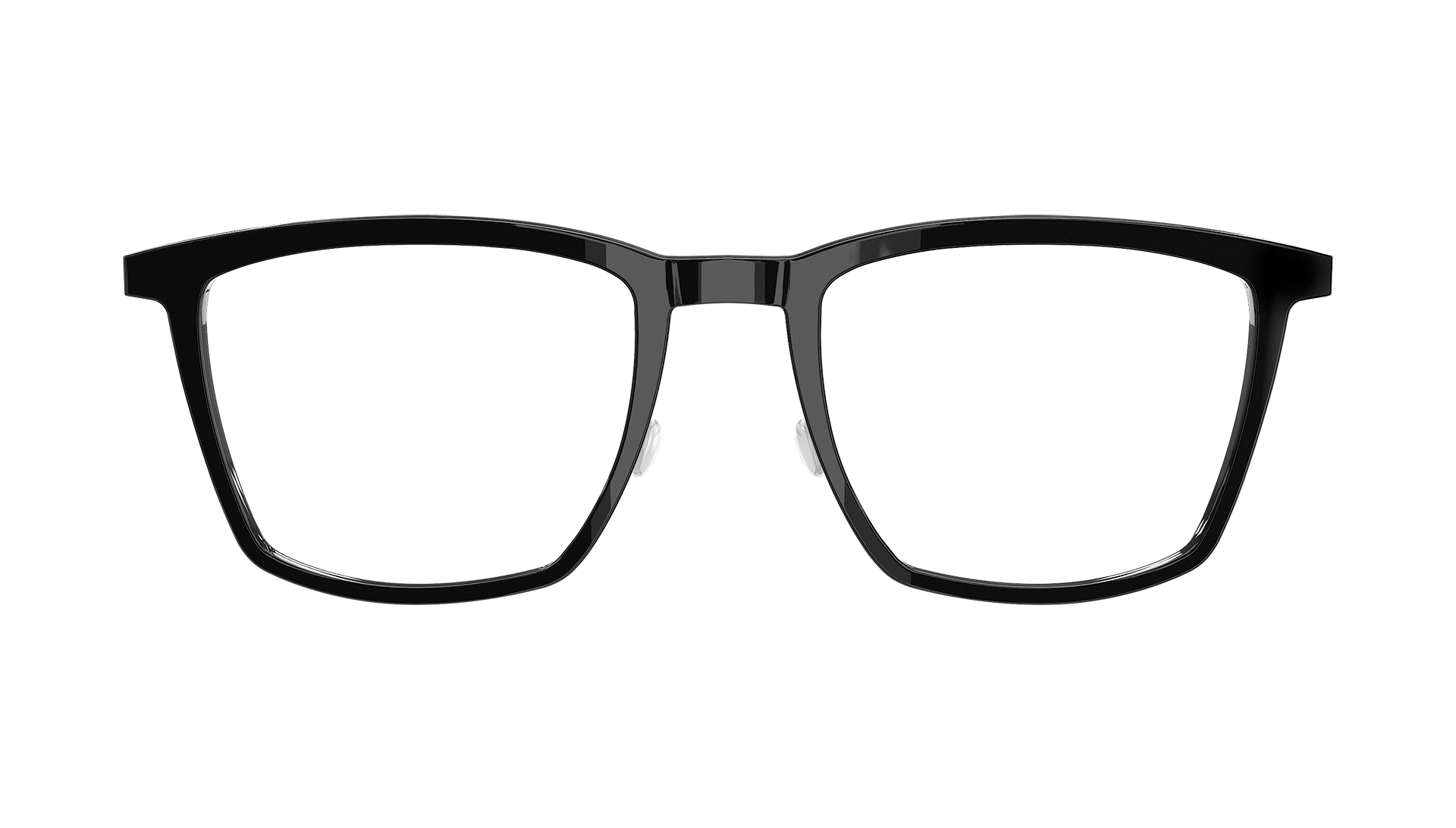 LINDBERG acetanium Model 1260 black acetate glasses with titanium temples in a square shape
