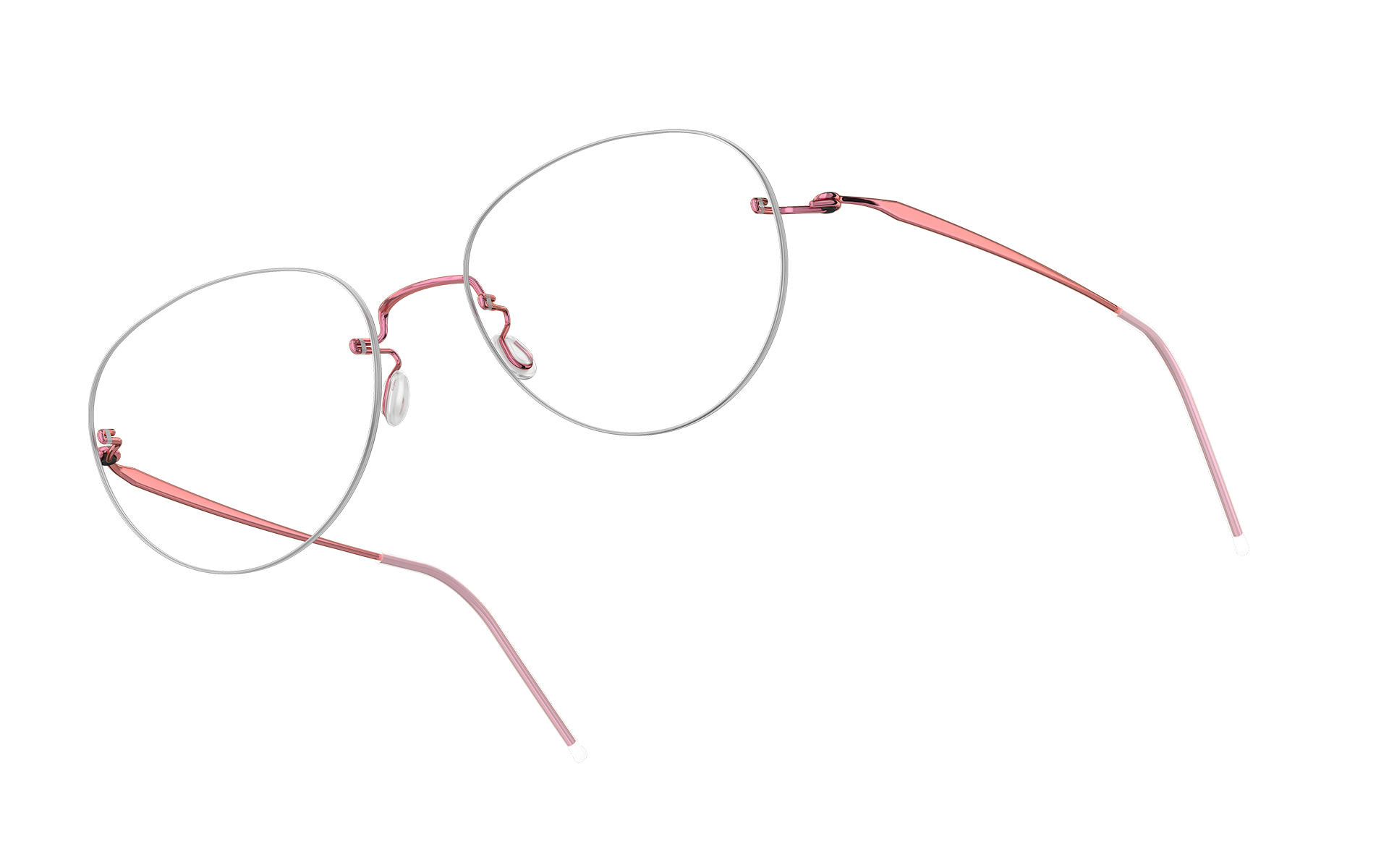 Randlose LINDBERG-Titanbrille in Rosa P70 mit runden Gläsern