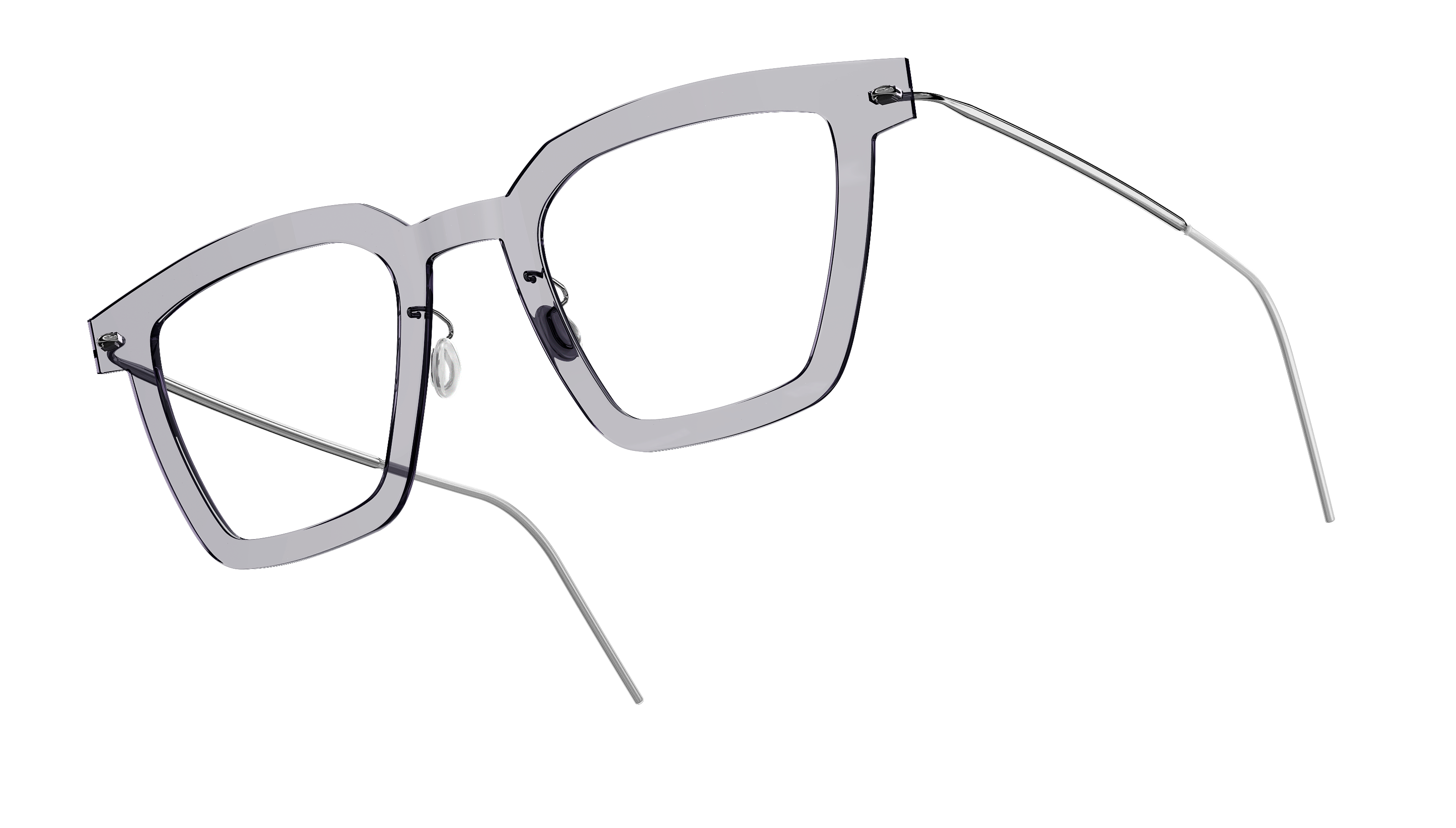 LINDBERG n.o.w. titanium, Modell 6585 C07, Brille mit transparenter Fassung und Bügeln in Silber P10