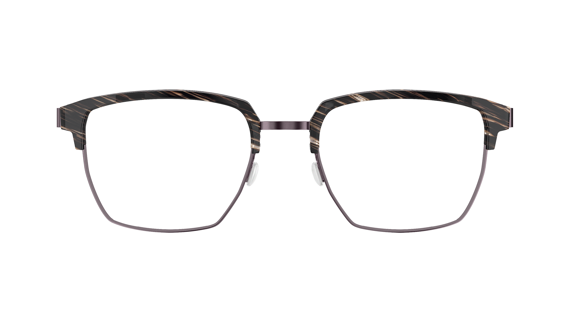 LINDBERG strip 9851半框方形镜架，紫色金属配黑色板材
