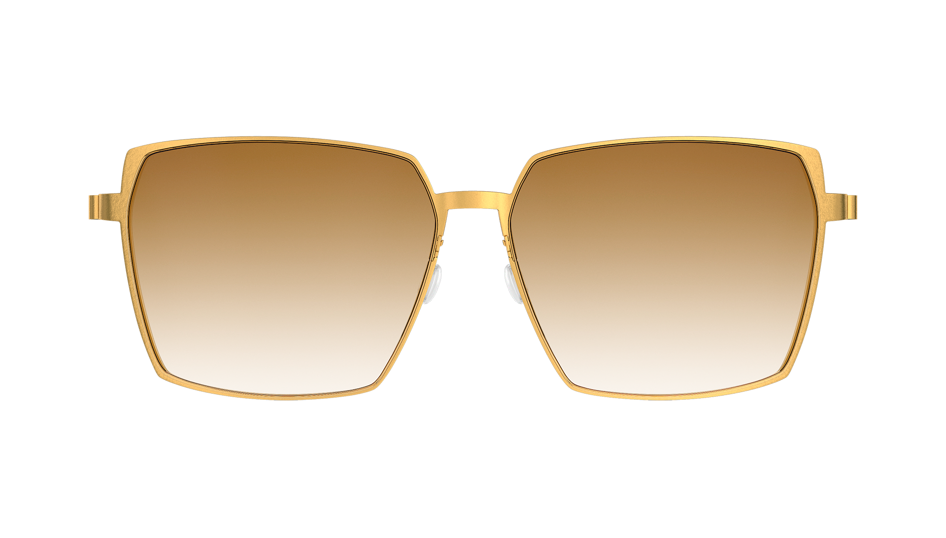 LINDBERG 型号8907方形金色太阳镜配棕色渐变色镜片