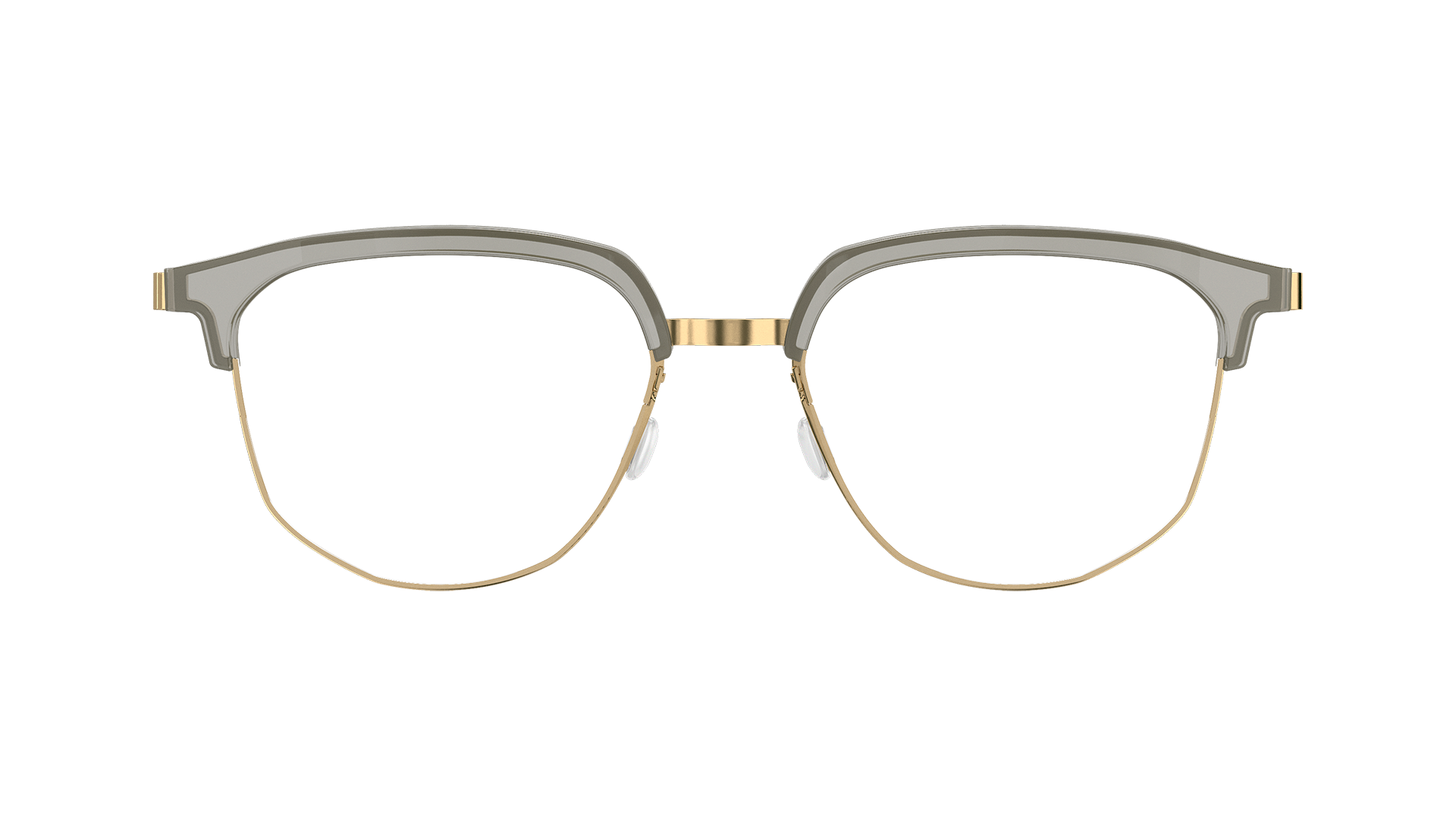 LINDBERG strip titanium Model 9850 PGT gold tone titanium glasses with semi-transparent light grey half frame