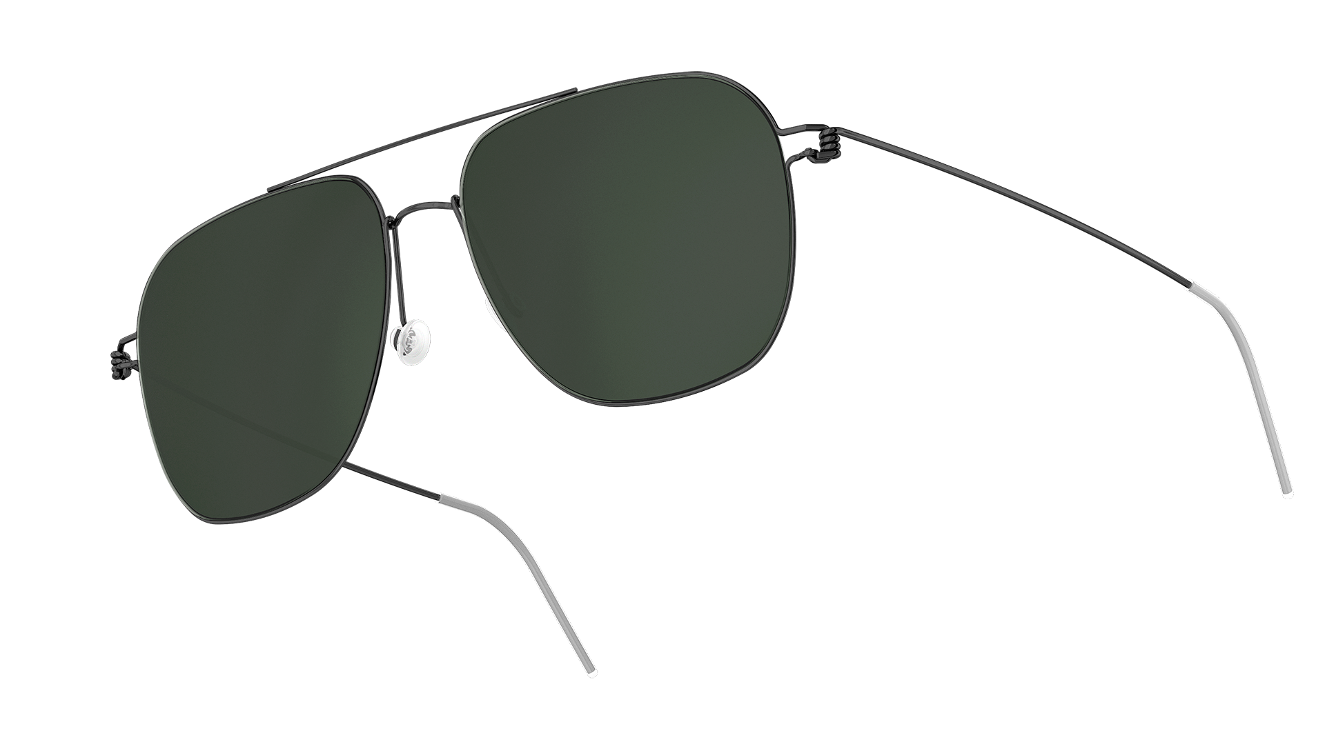 LINDBERG sun titanium, Modell 8210, schwarze Sonnenbrille mit Doppelsteg und getönten Gläsern in Grau-Grün SL84