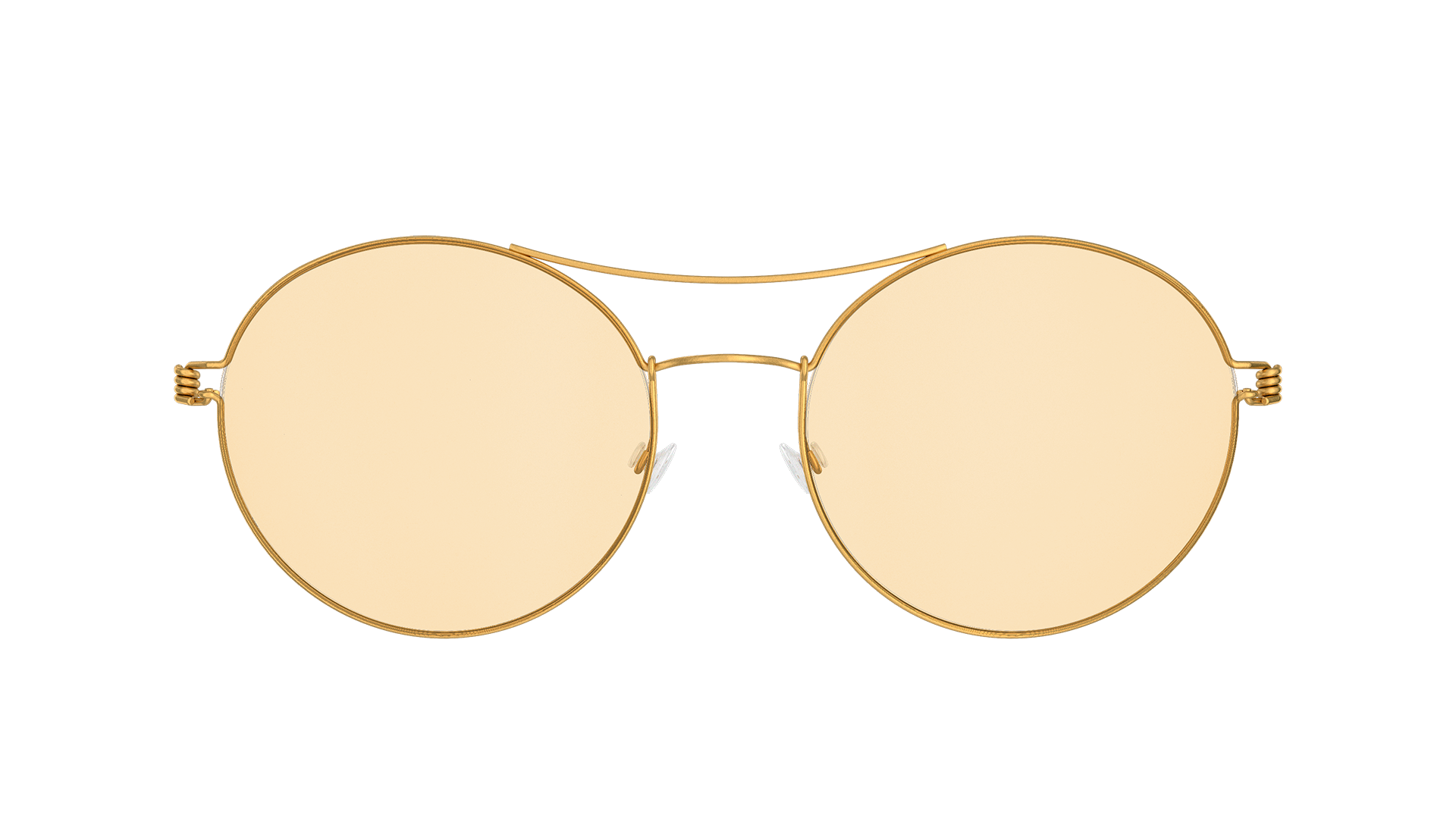 LINDBERG rim, Modell 8202 GT, runde Sonnenbrille in Gold mit goldenen, verspiegelten Gläsern
